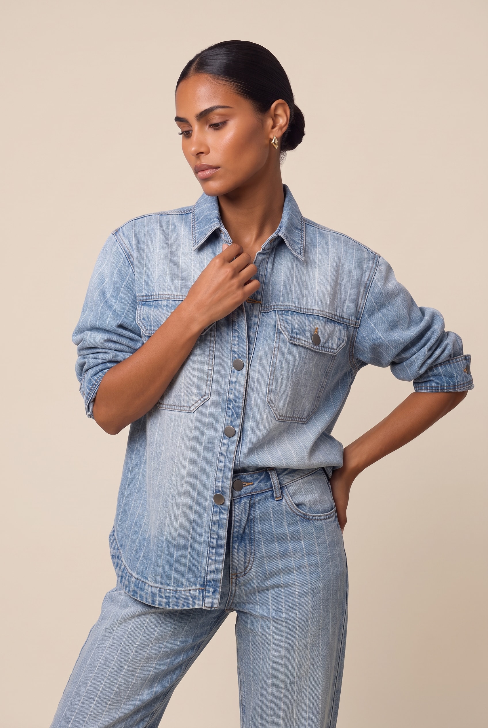 Camisa Jeans Listrada Jeans Listrado