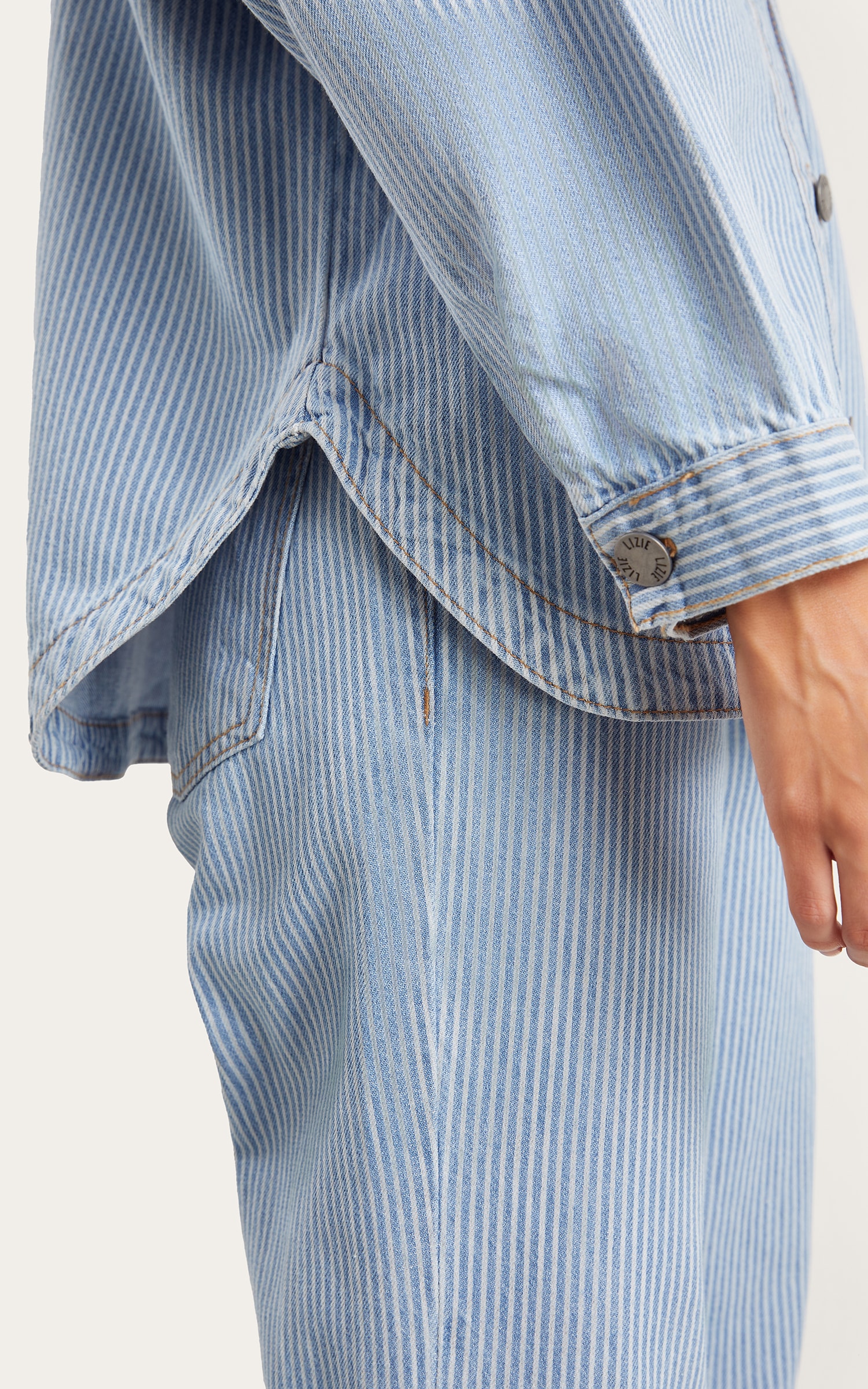 Camisa Jeans Oversized Stripe Jeans Claro