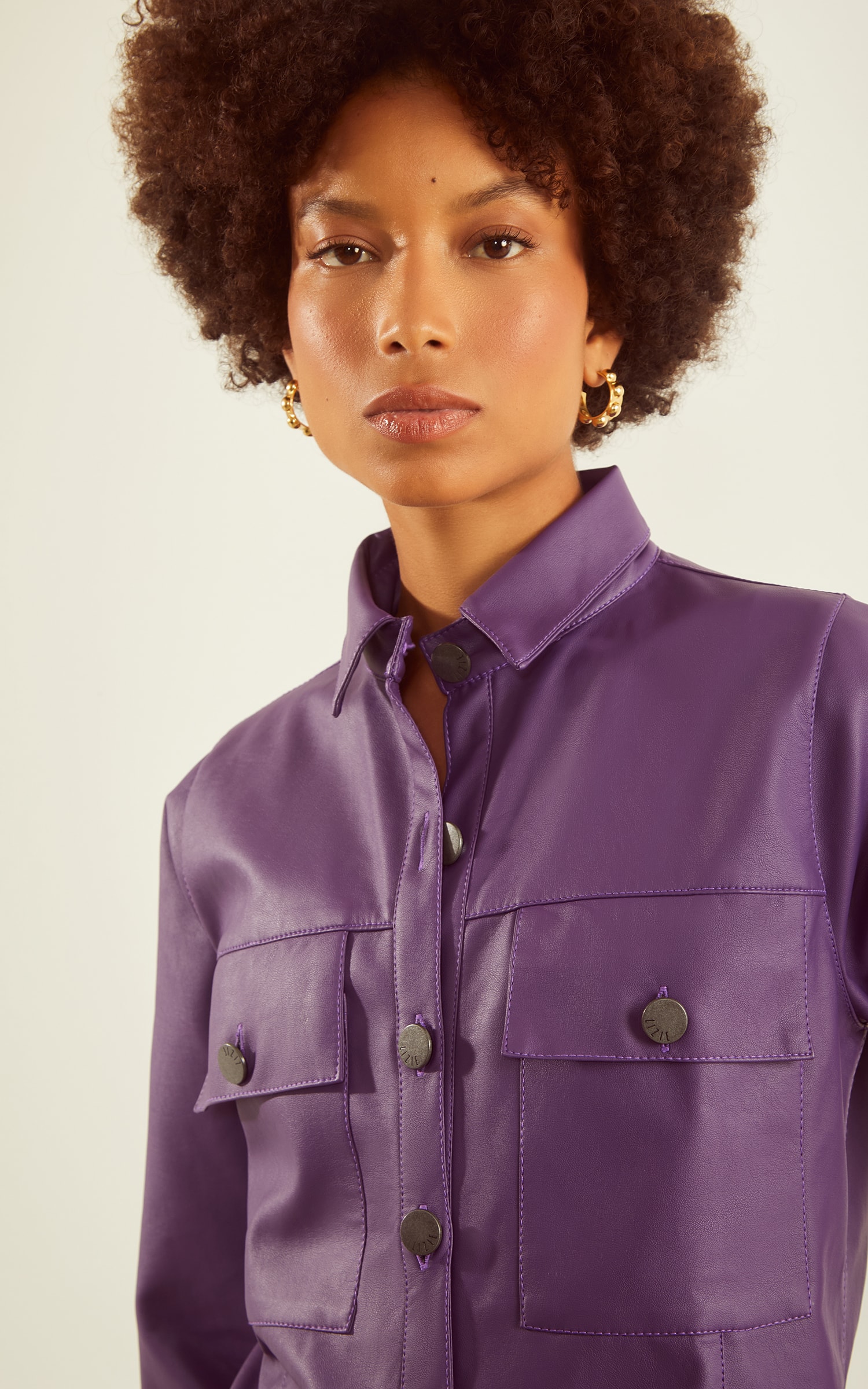 Camisa Like Leather Roxo