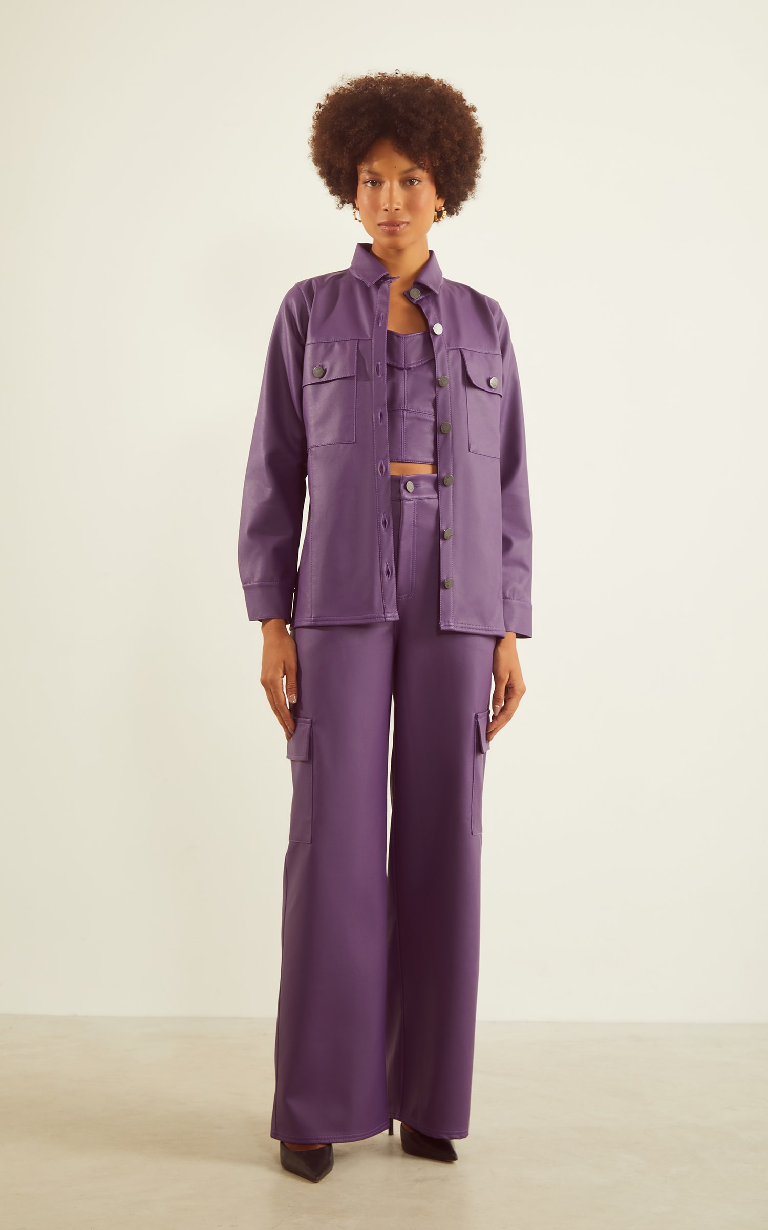 Camisa Like Leather Roxo
