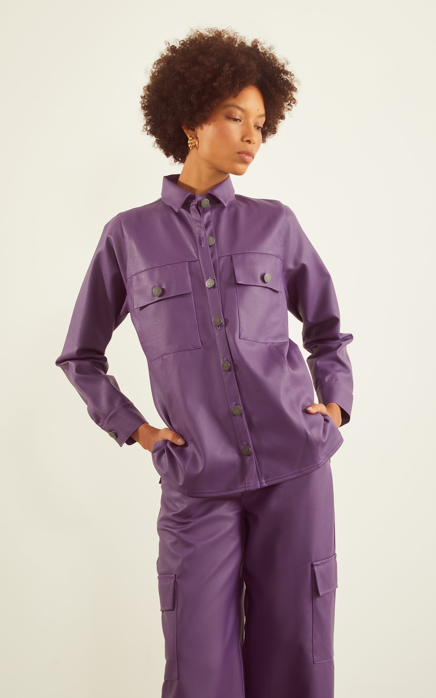 Camisa Like Leather Roxo