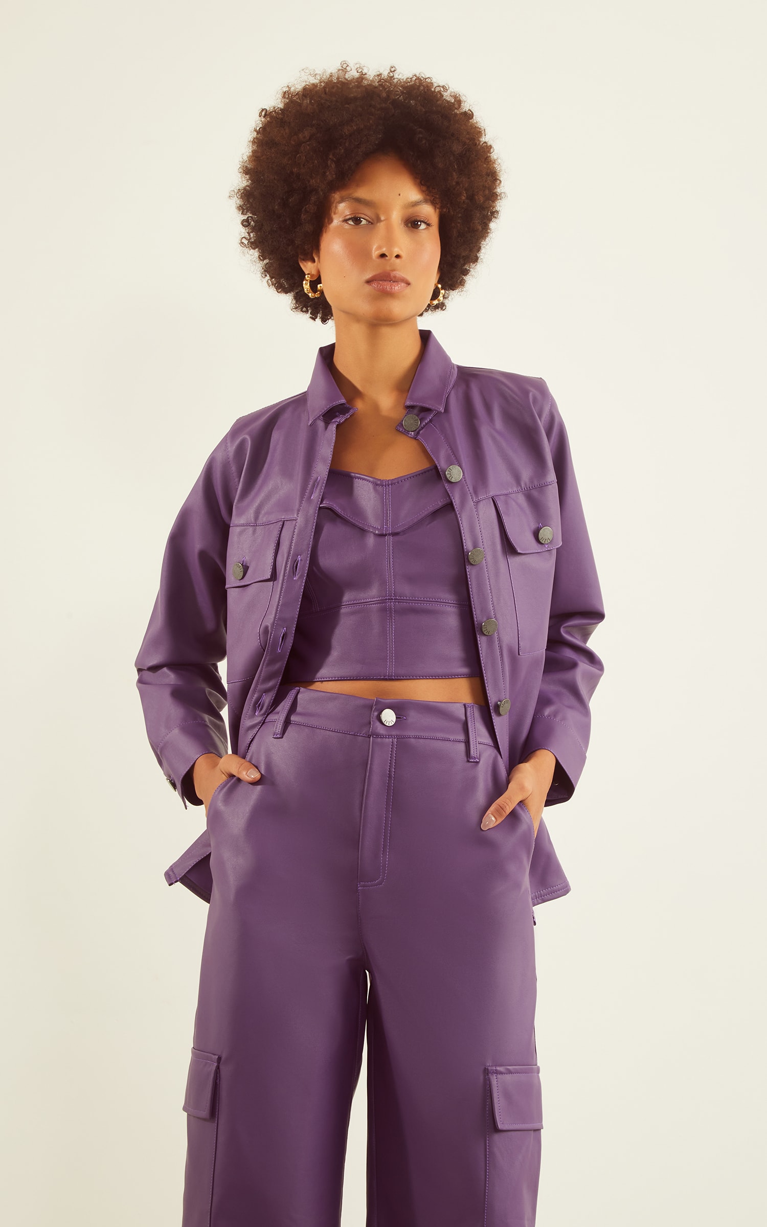 Camisa Like Leather Roxo