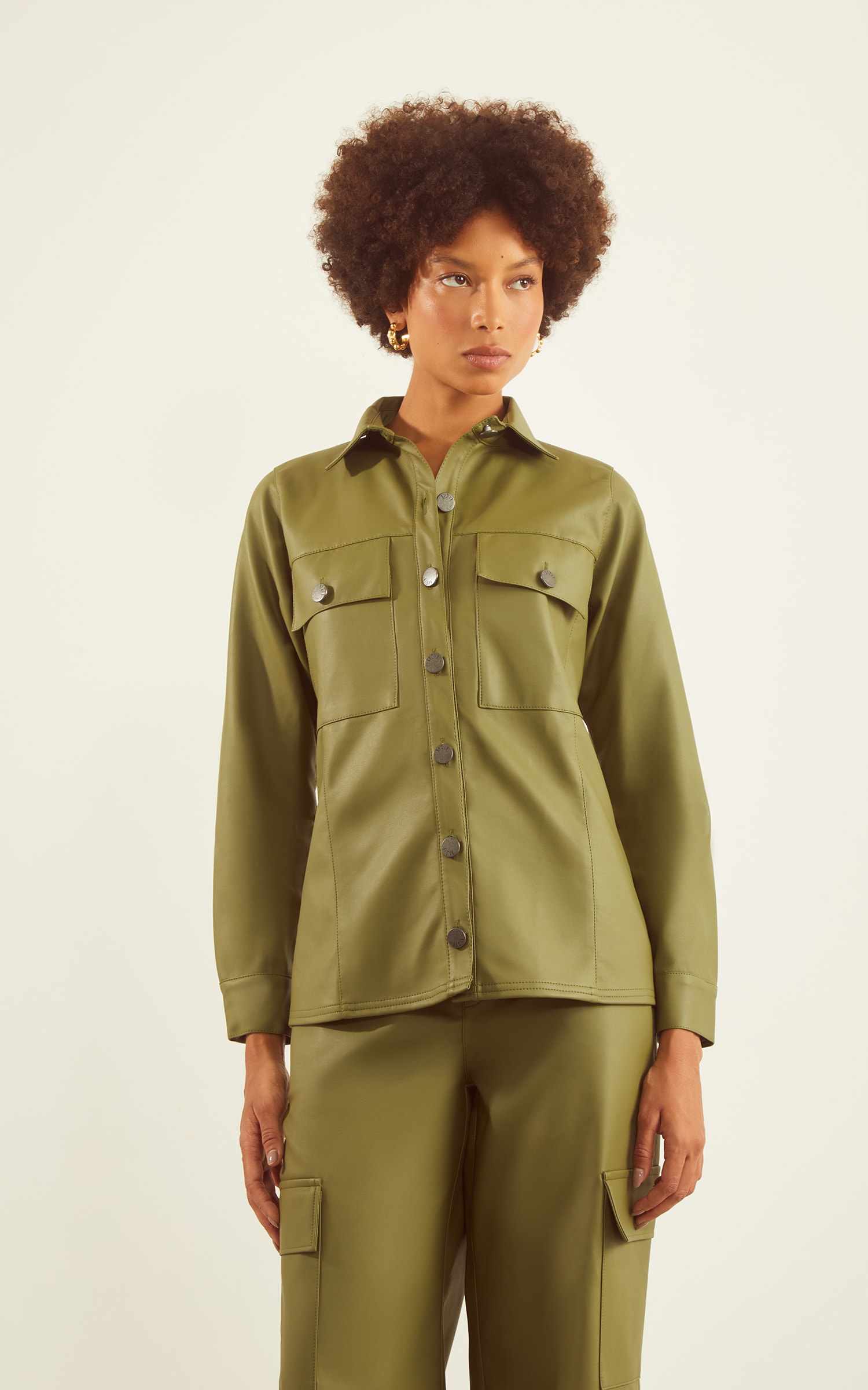 Camisa Like Leather Verde Militar