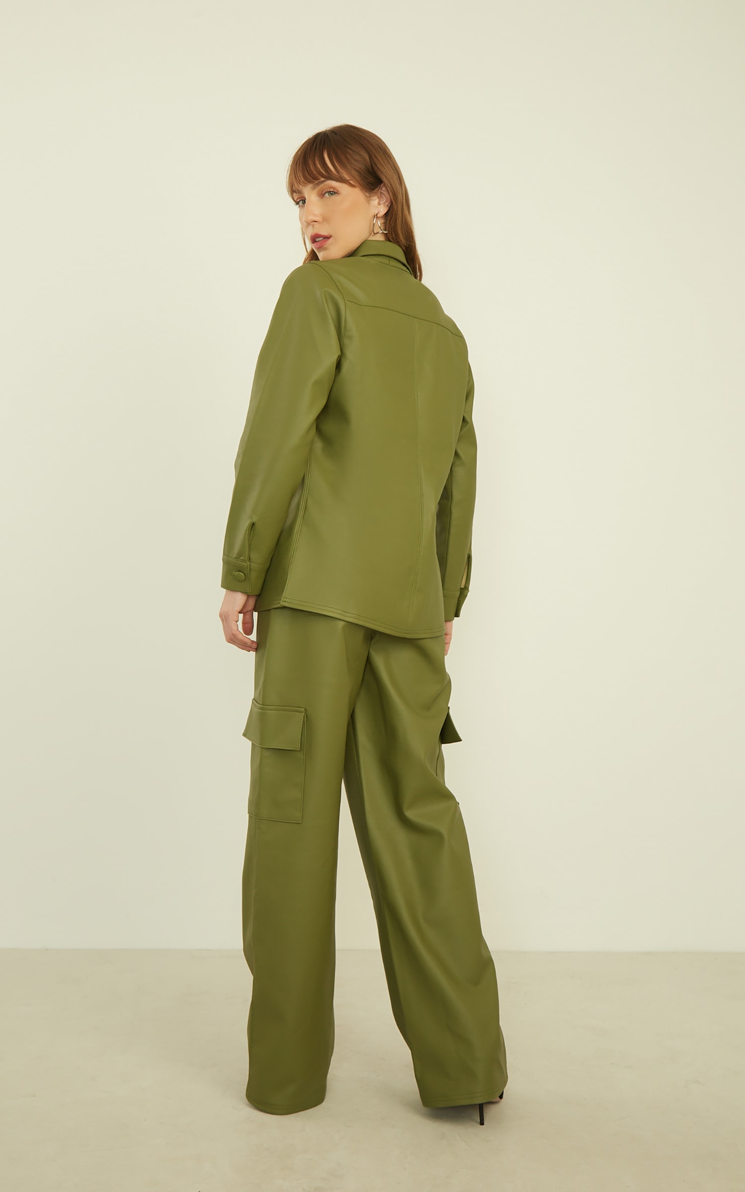 Camisa Like Leather Verde Militar