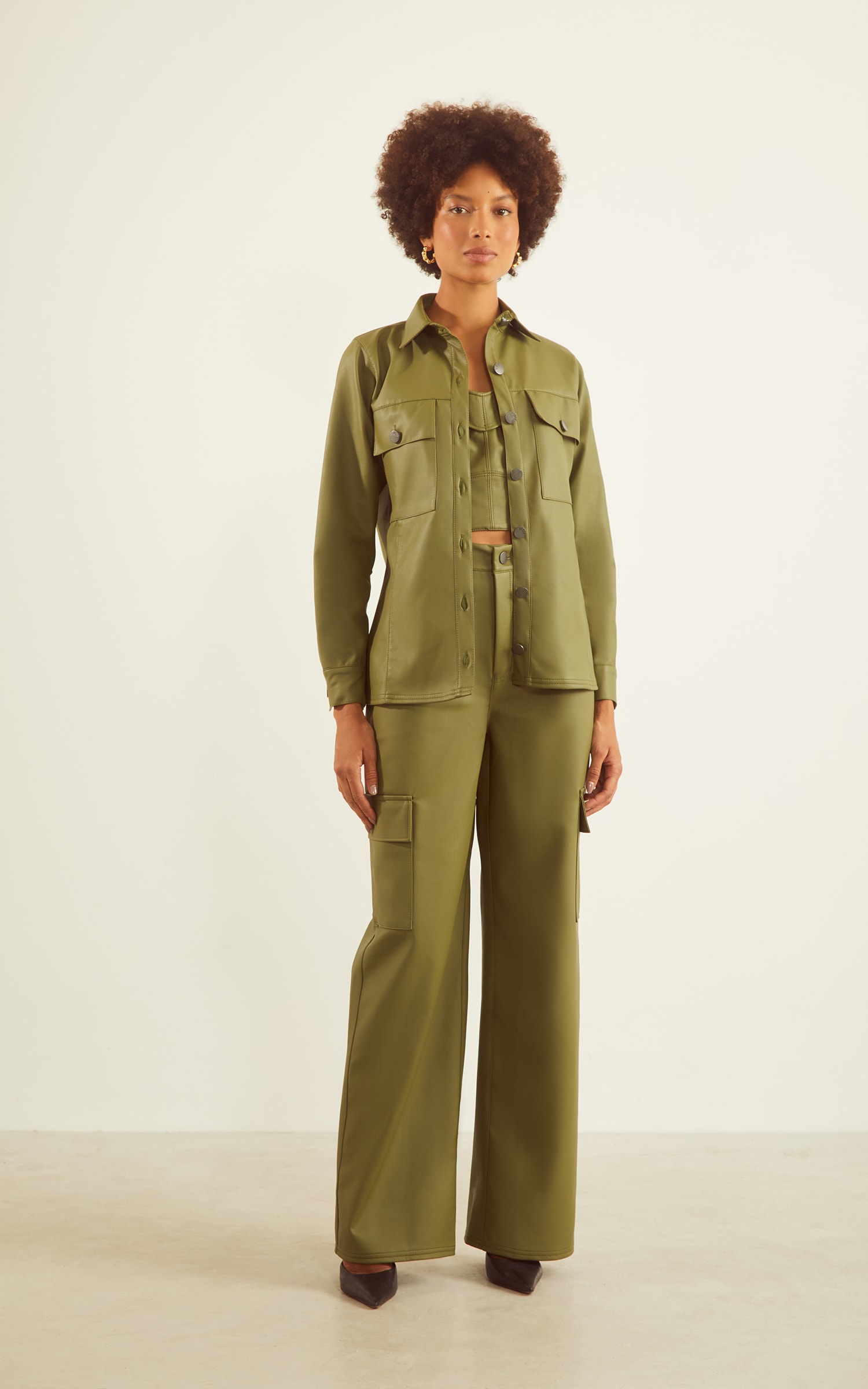 Camisa Like Leather Verde Militar