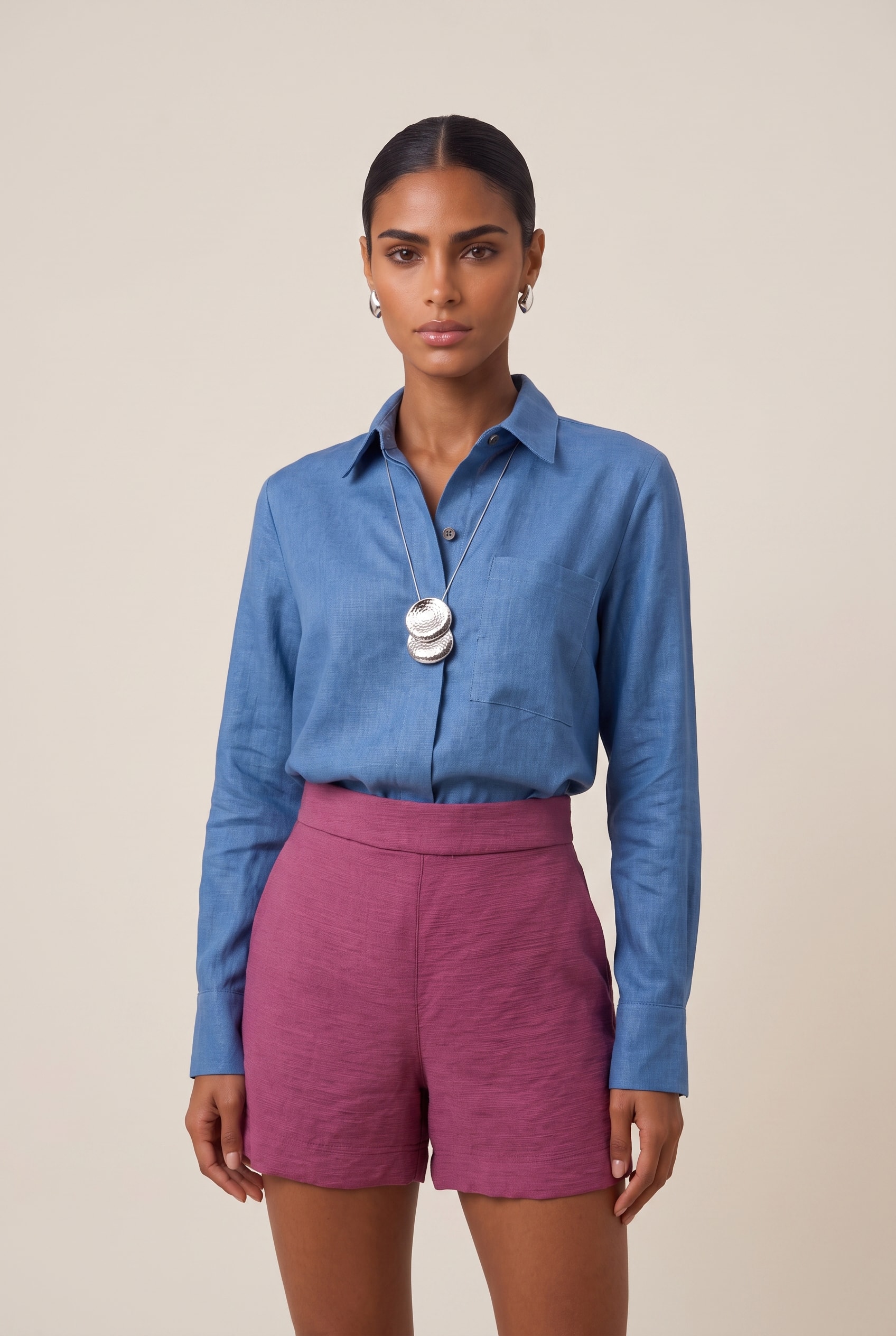 Camisa Linho Lust Azul Mykonos