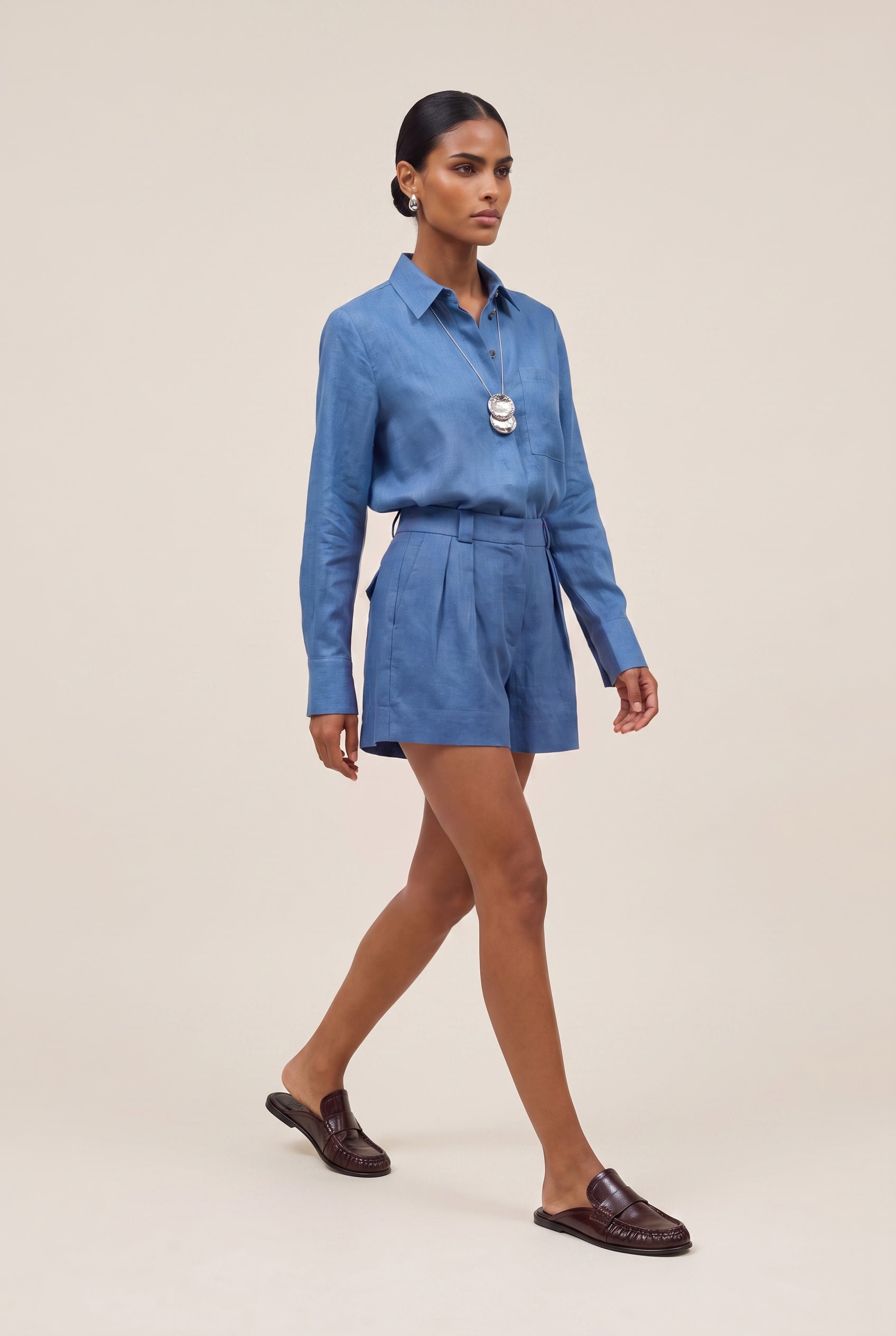 Camisa Linho Lust Azul Mykonos