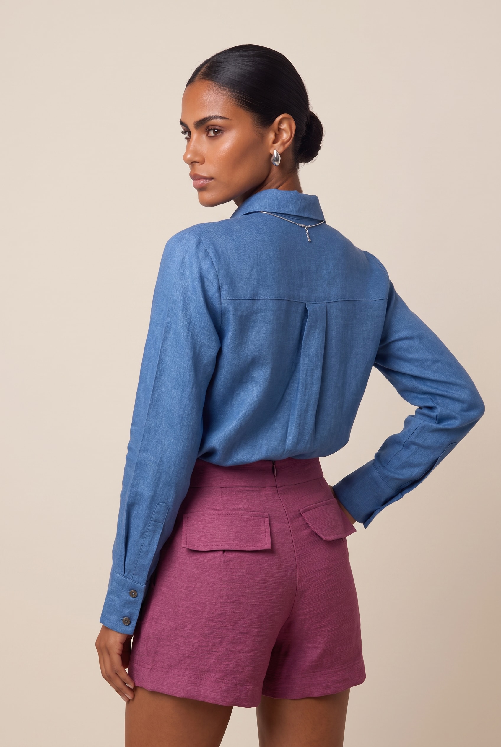 Camisa Linho Lust Azul Mykonos