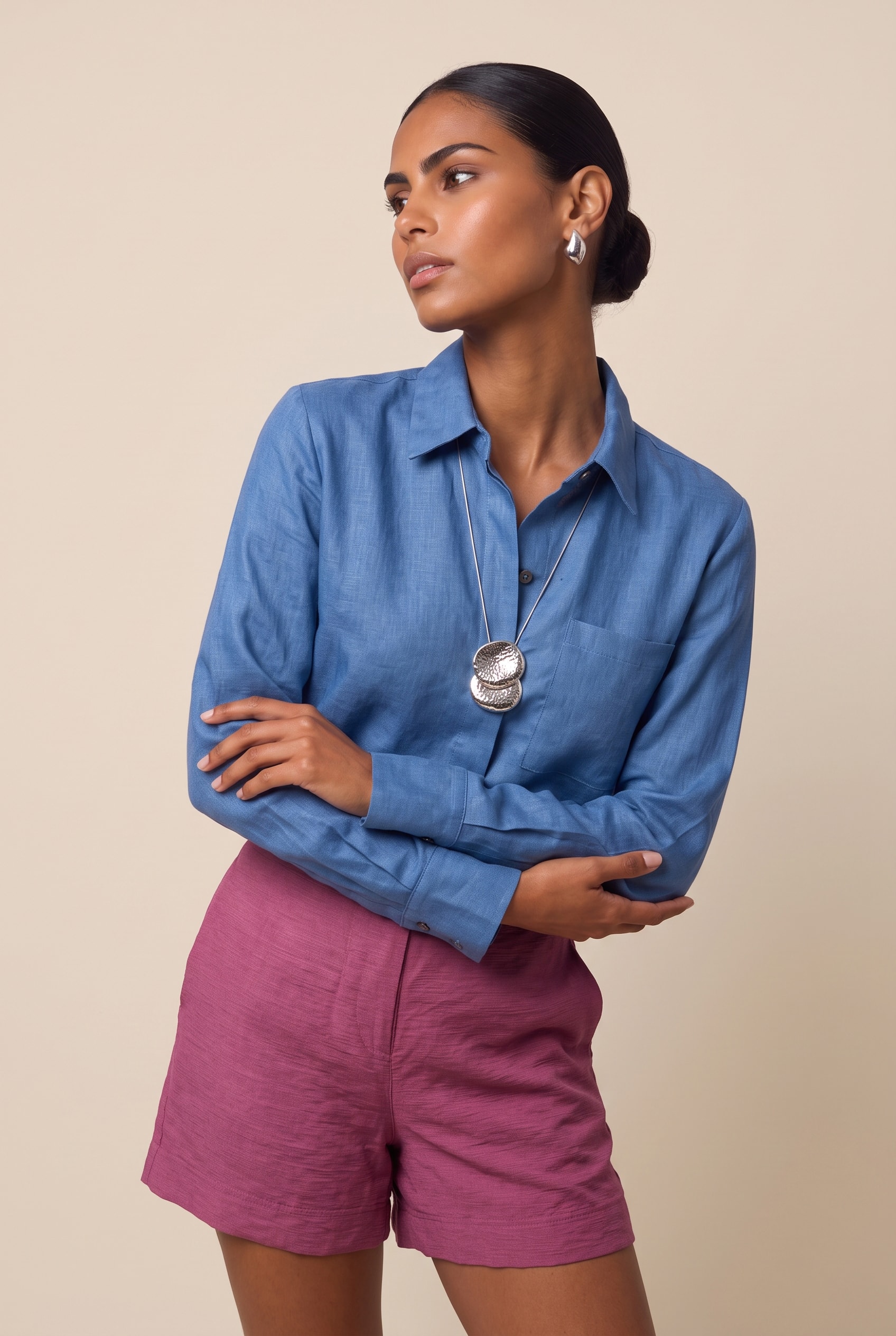 Camisa Linho Lust Azul Mykonos