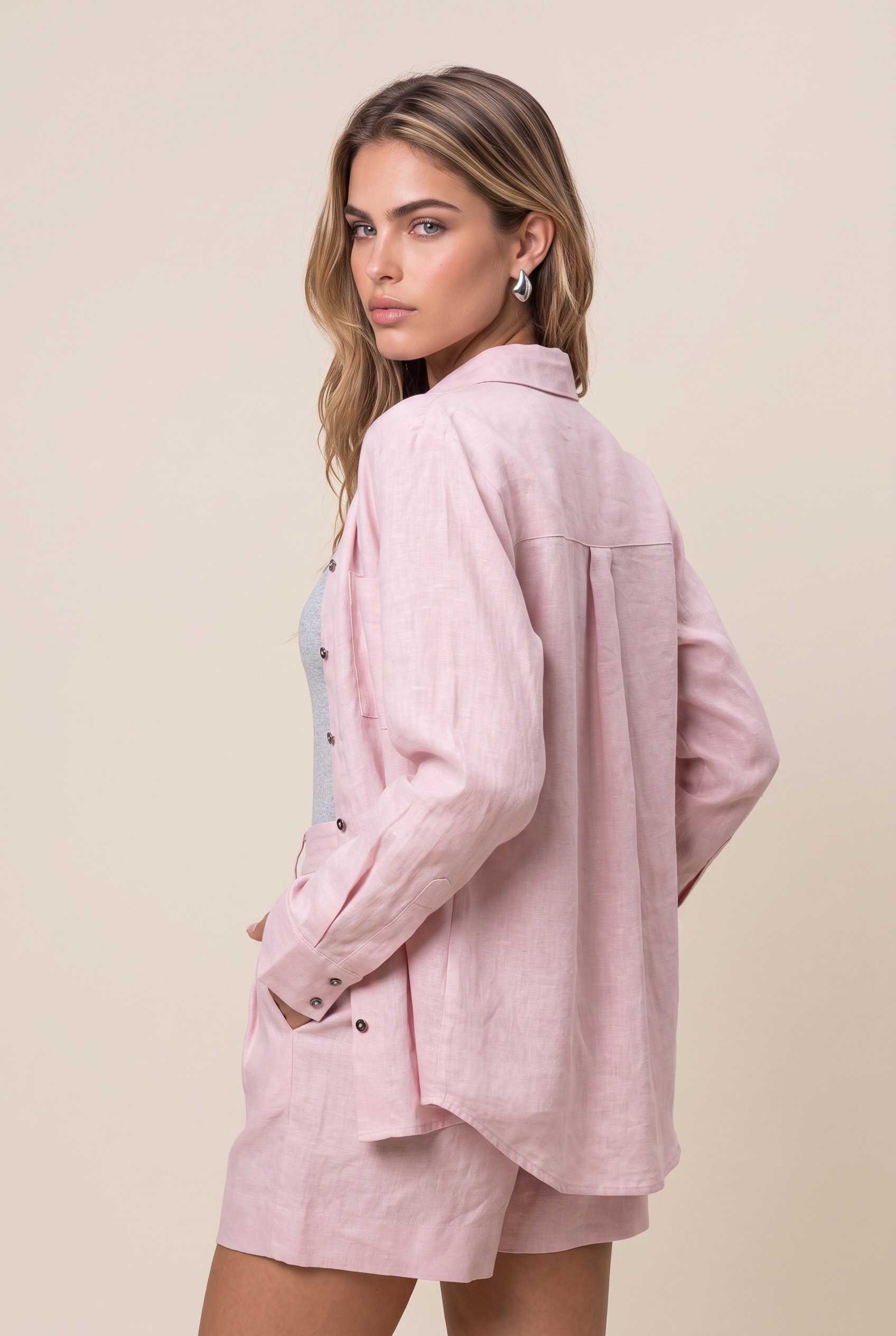 Camisa Linho Lust Baby Pink