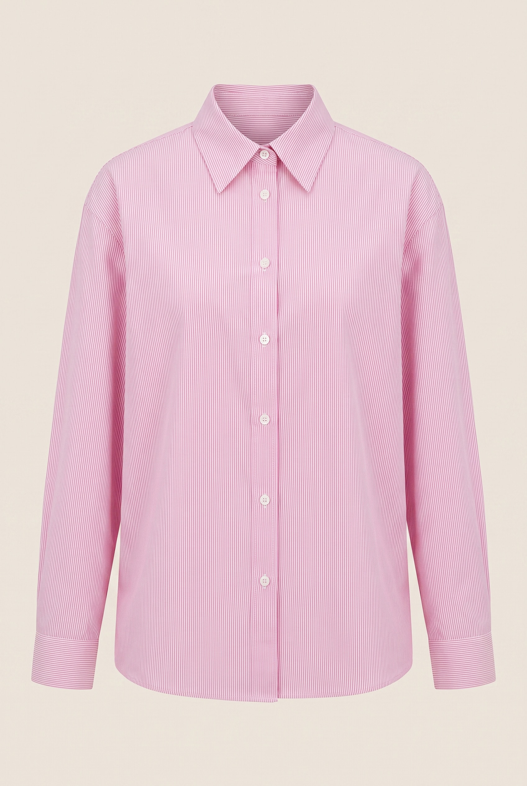 Camisa Listras Fio Tinto Baby Pink