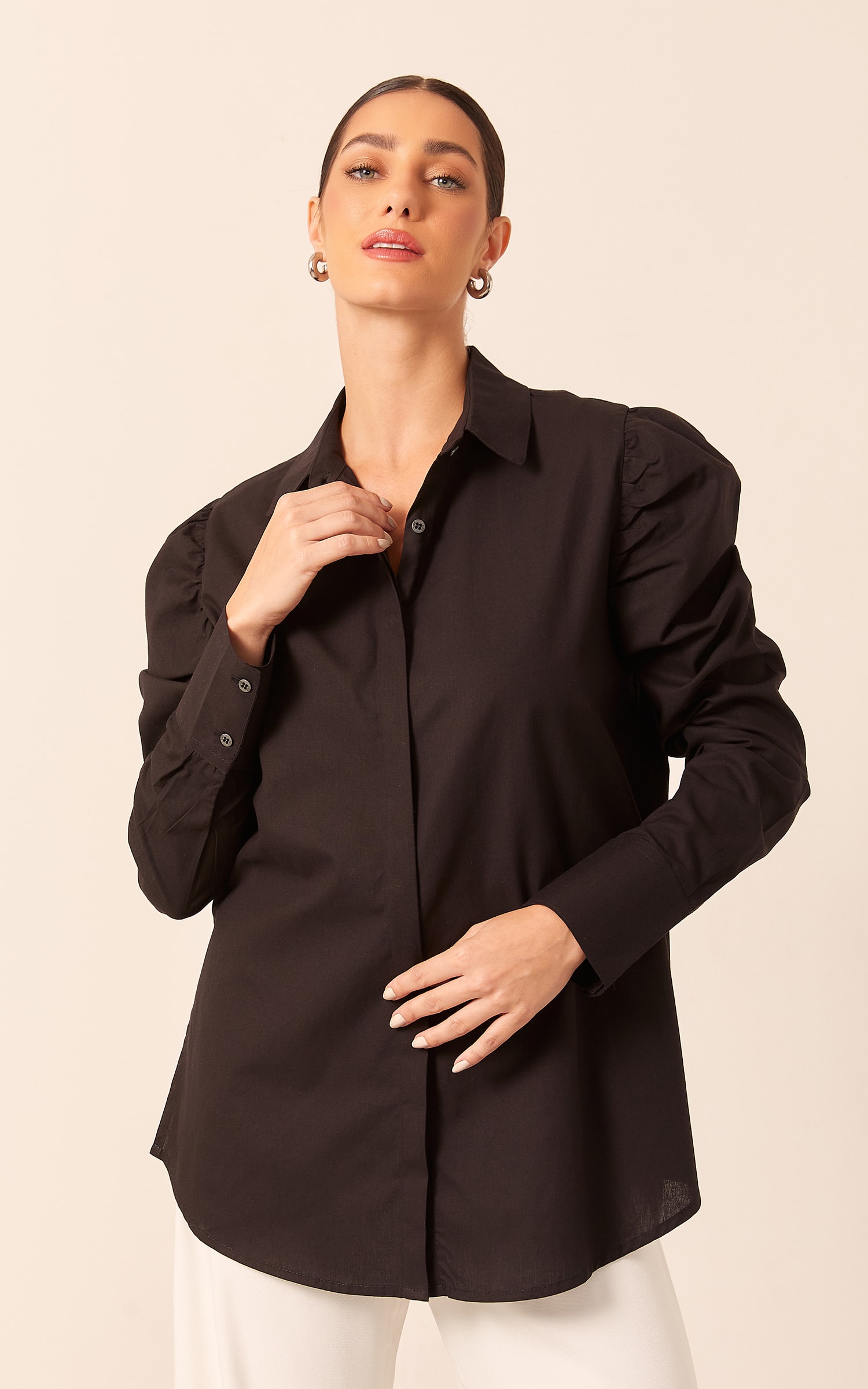 Camisa Manga Bufante Preto