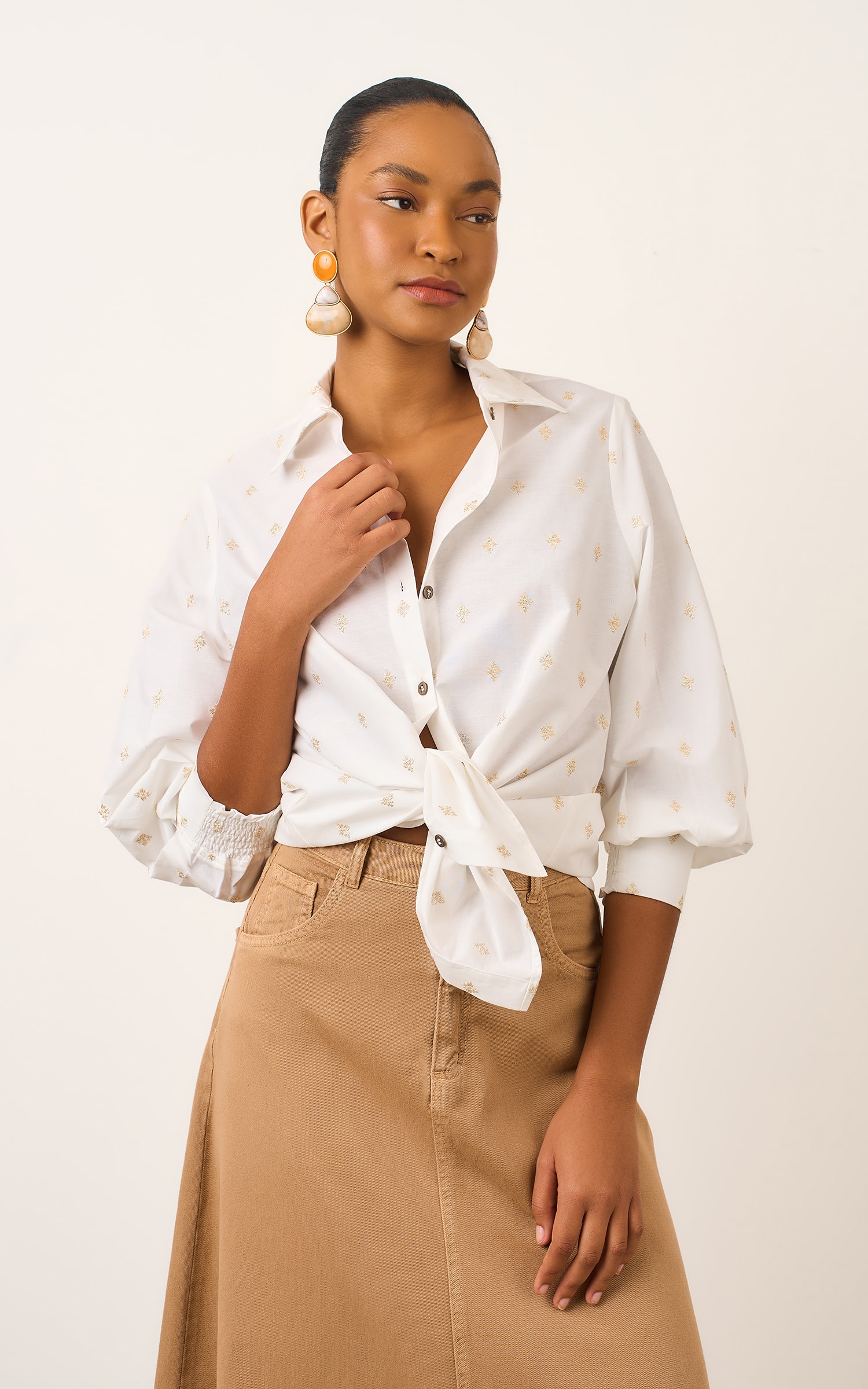 Camisa Manga Bufante Selaron Off White