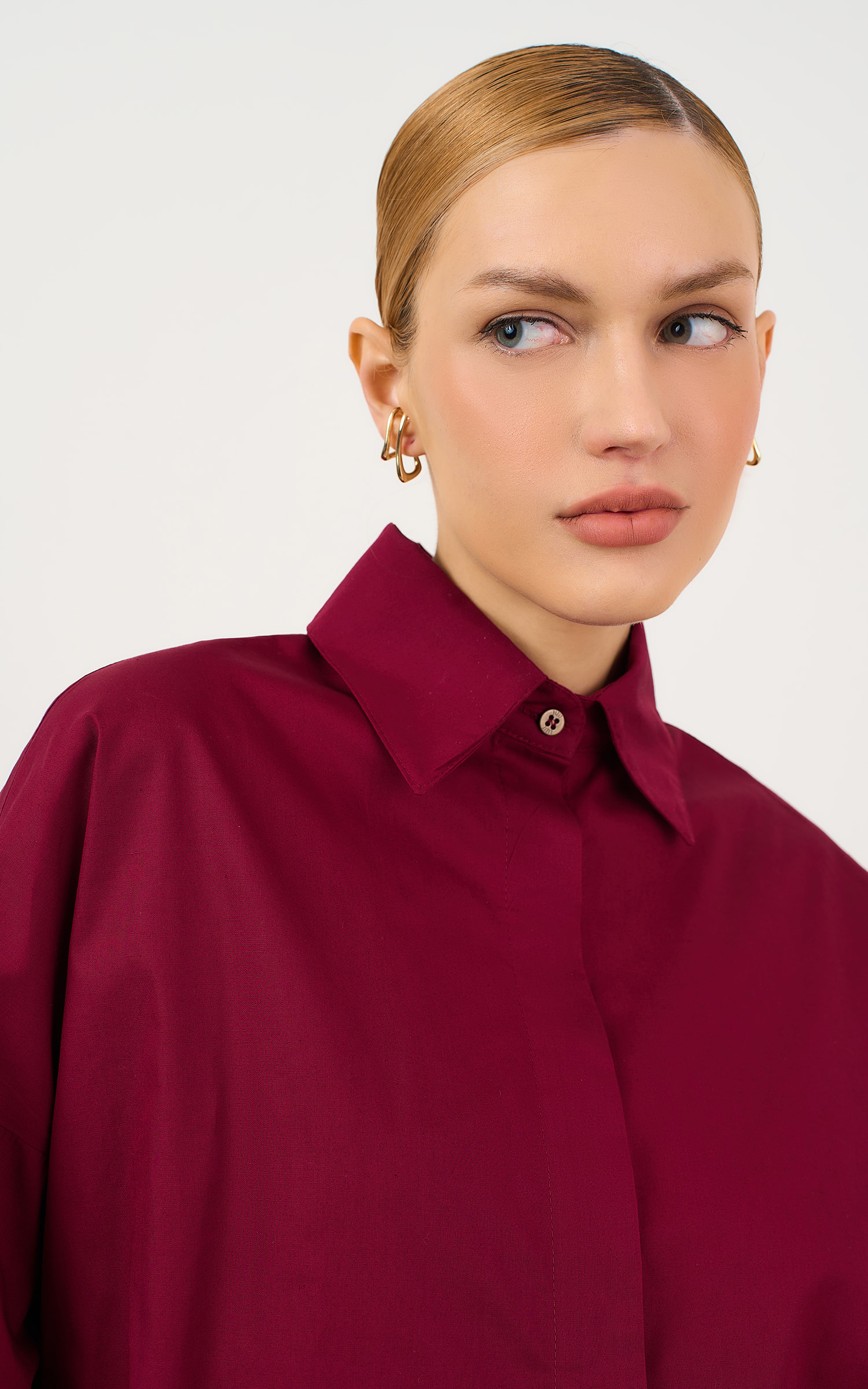 Camisa Over Crema Burgundy
