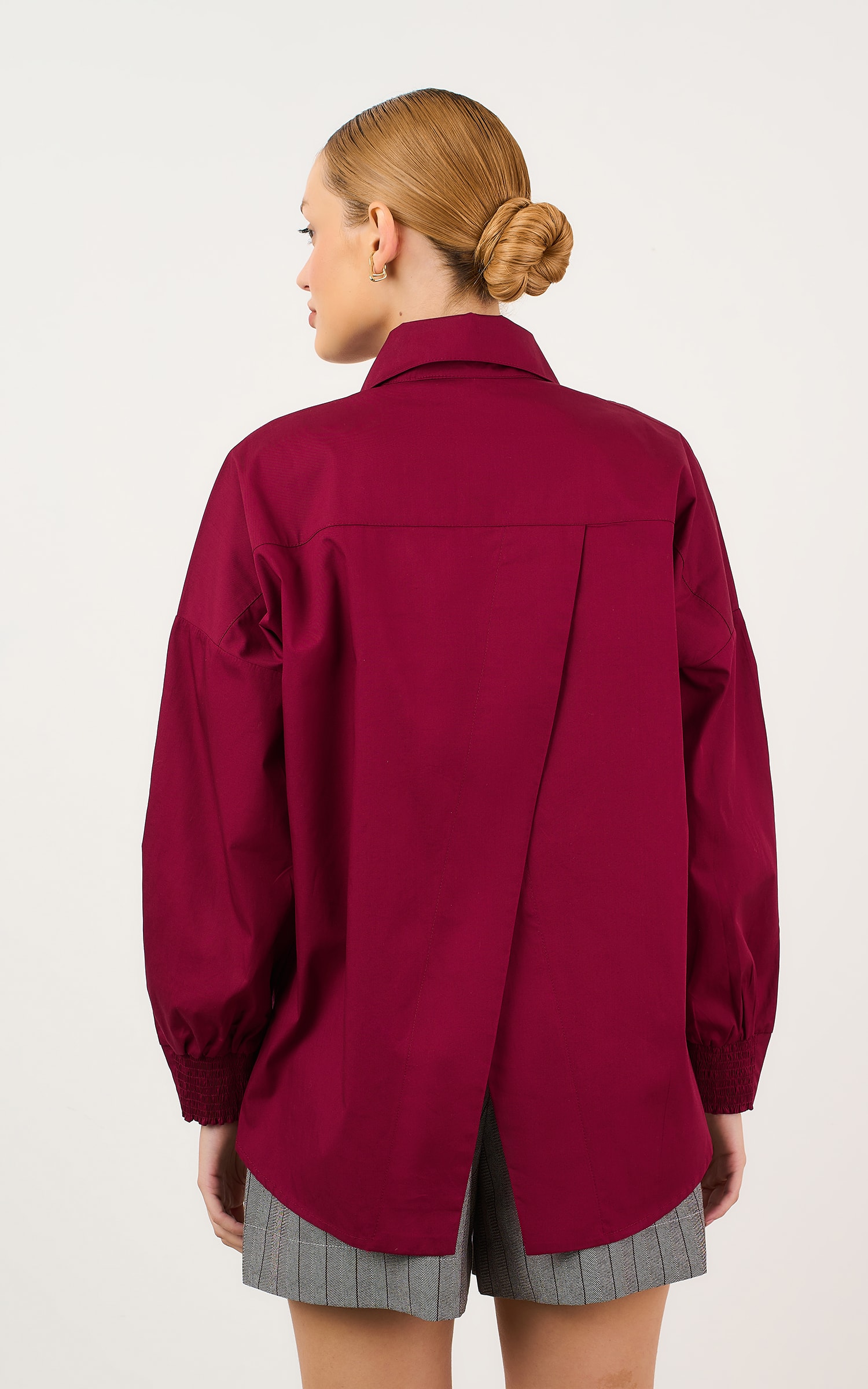 Camisa Over Crema Burgundy