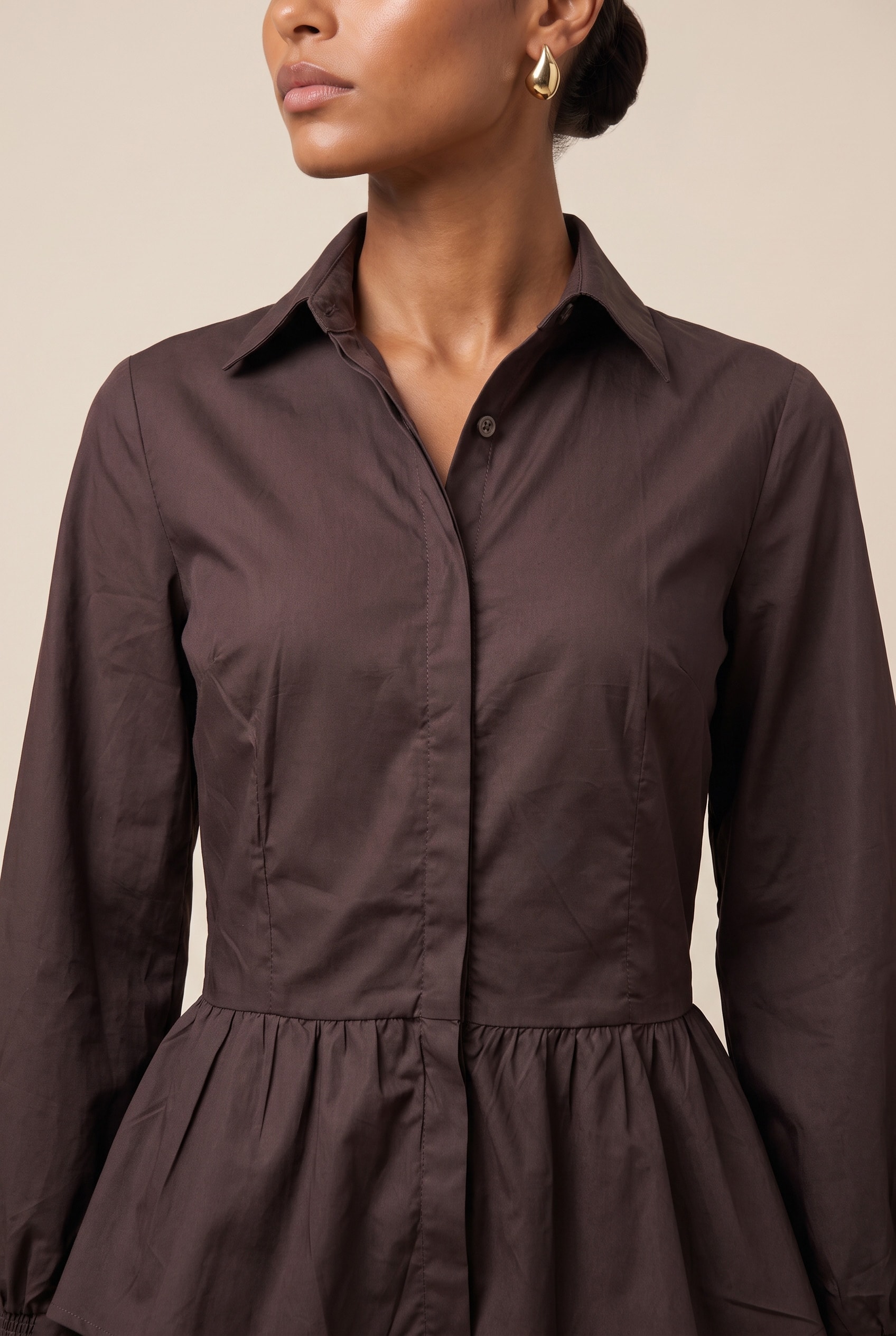 Camisa Peplum Groove Marrom