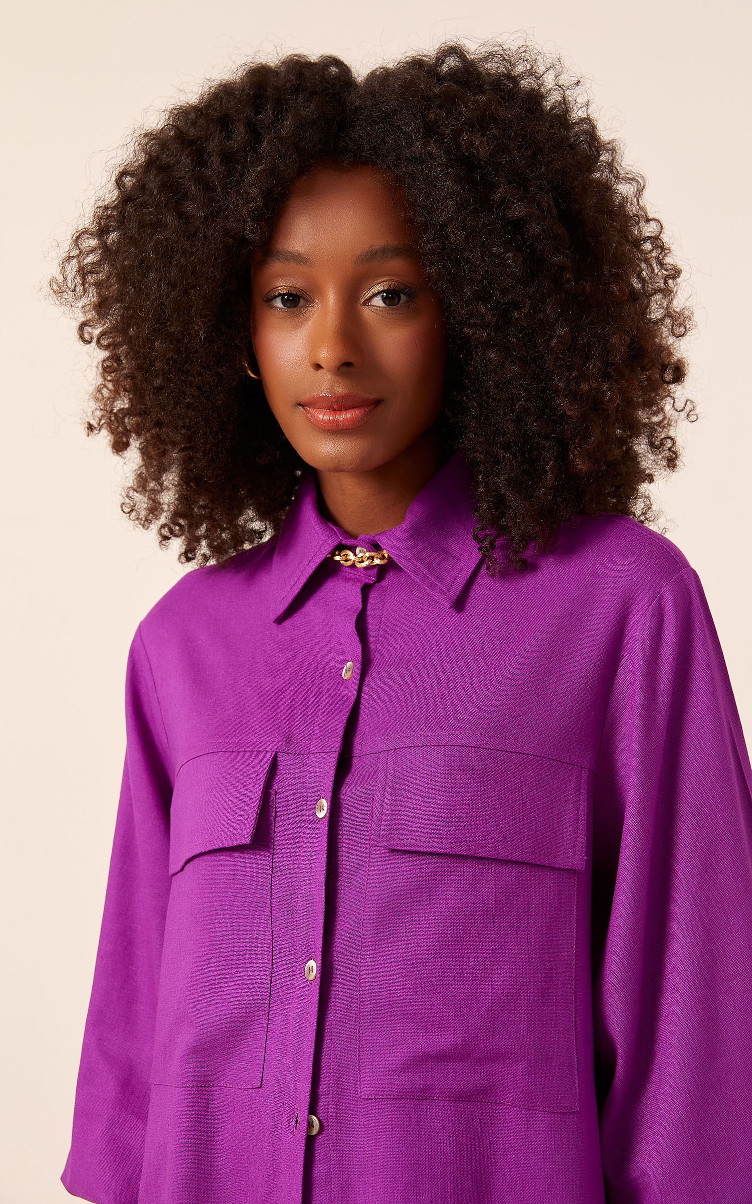 Camisa Raízes Manga Bufante Roxo