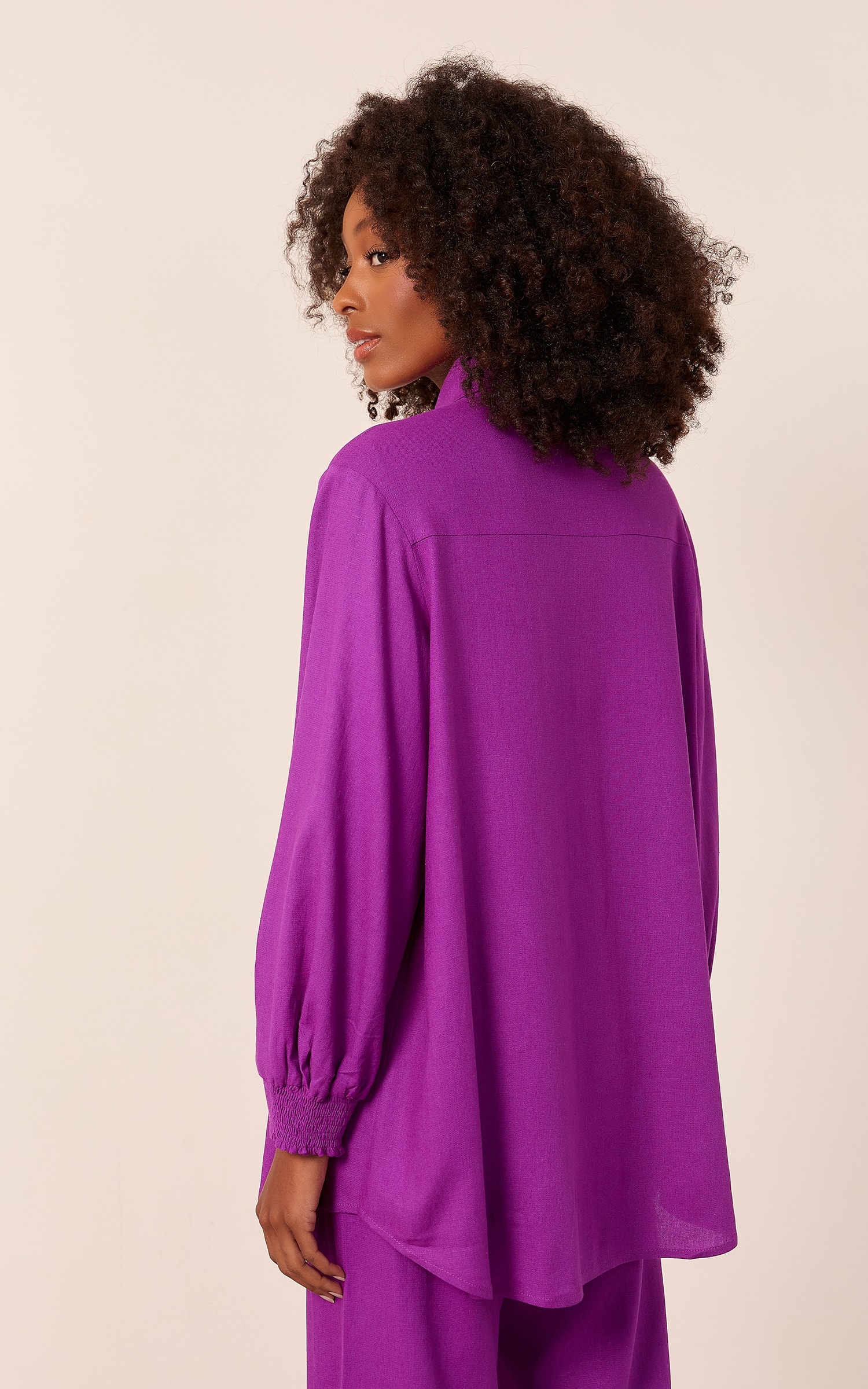 Camisa Raízes Manga Bufante Roxo