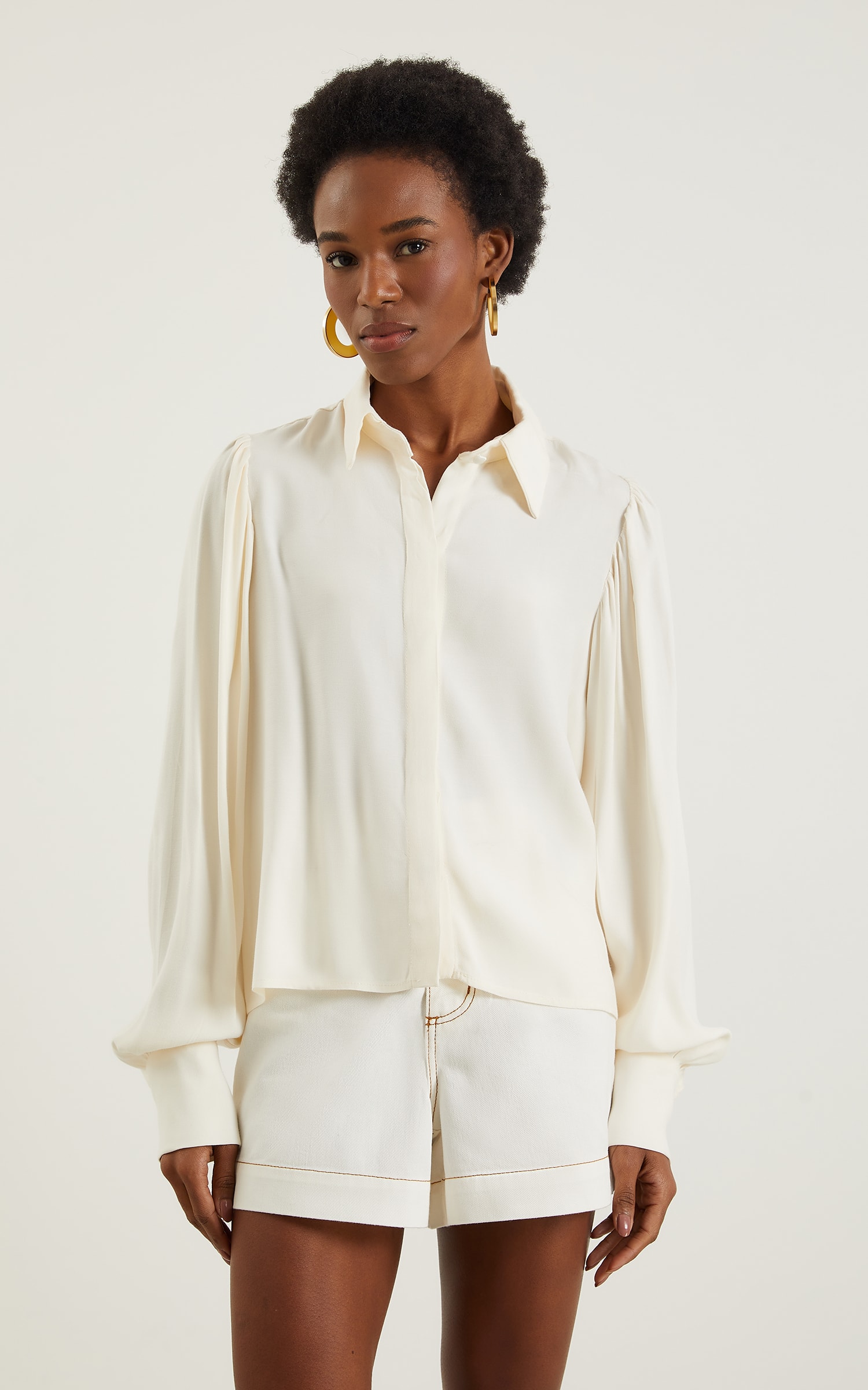 Camisa Ravena Manga Bufante Off White