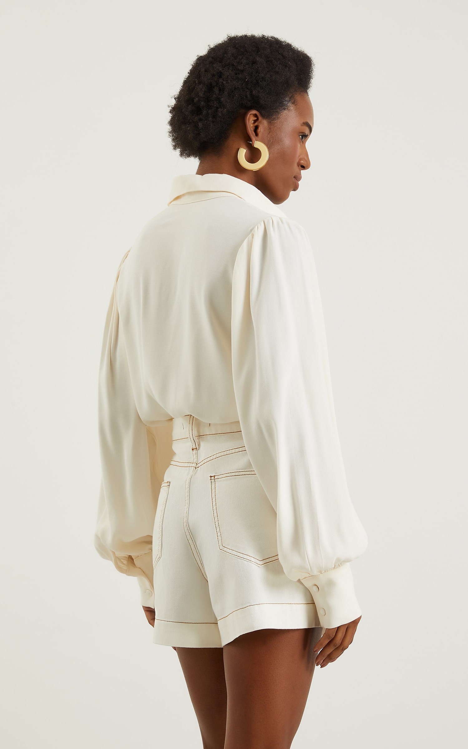 Camisa Ravena Manga Bufante Off White