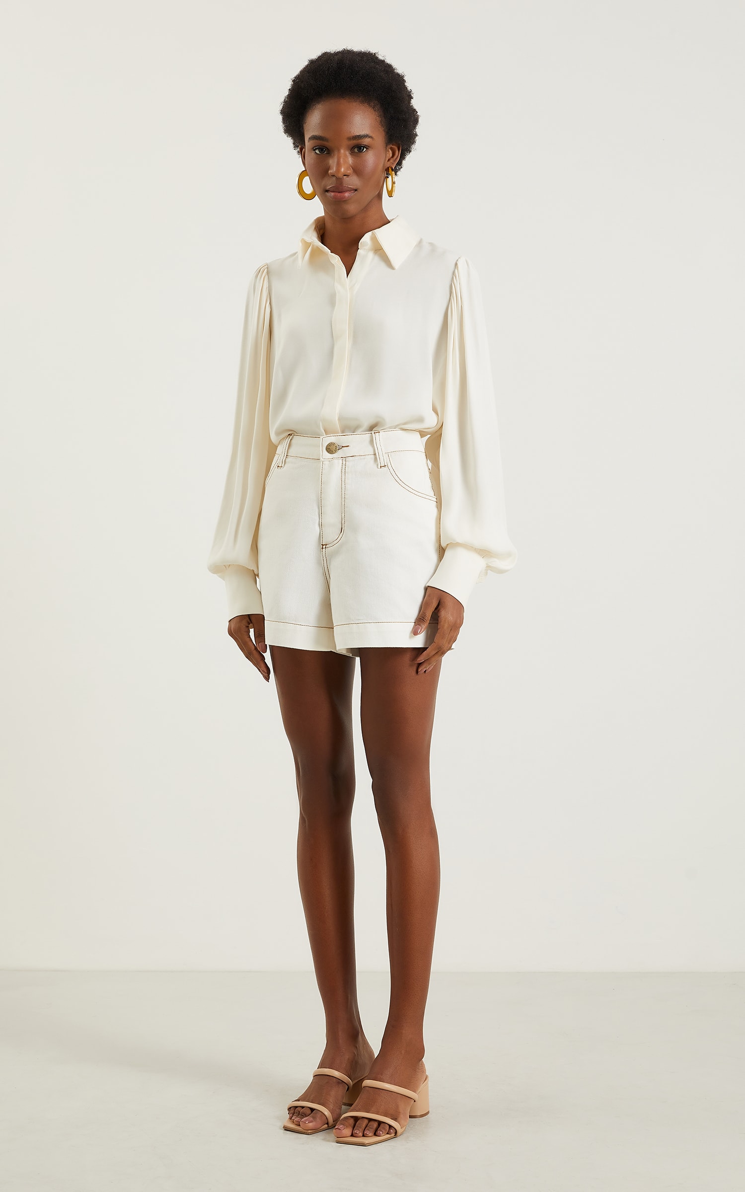 Camisa Ravena Manga Bufante Off White