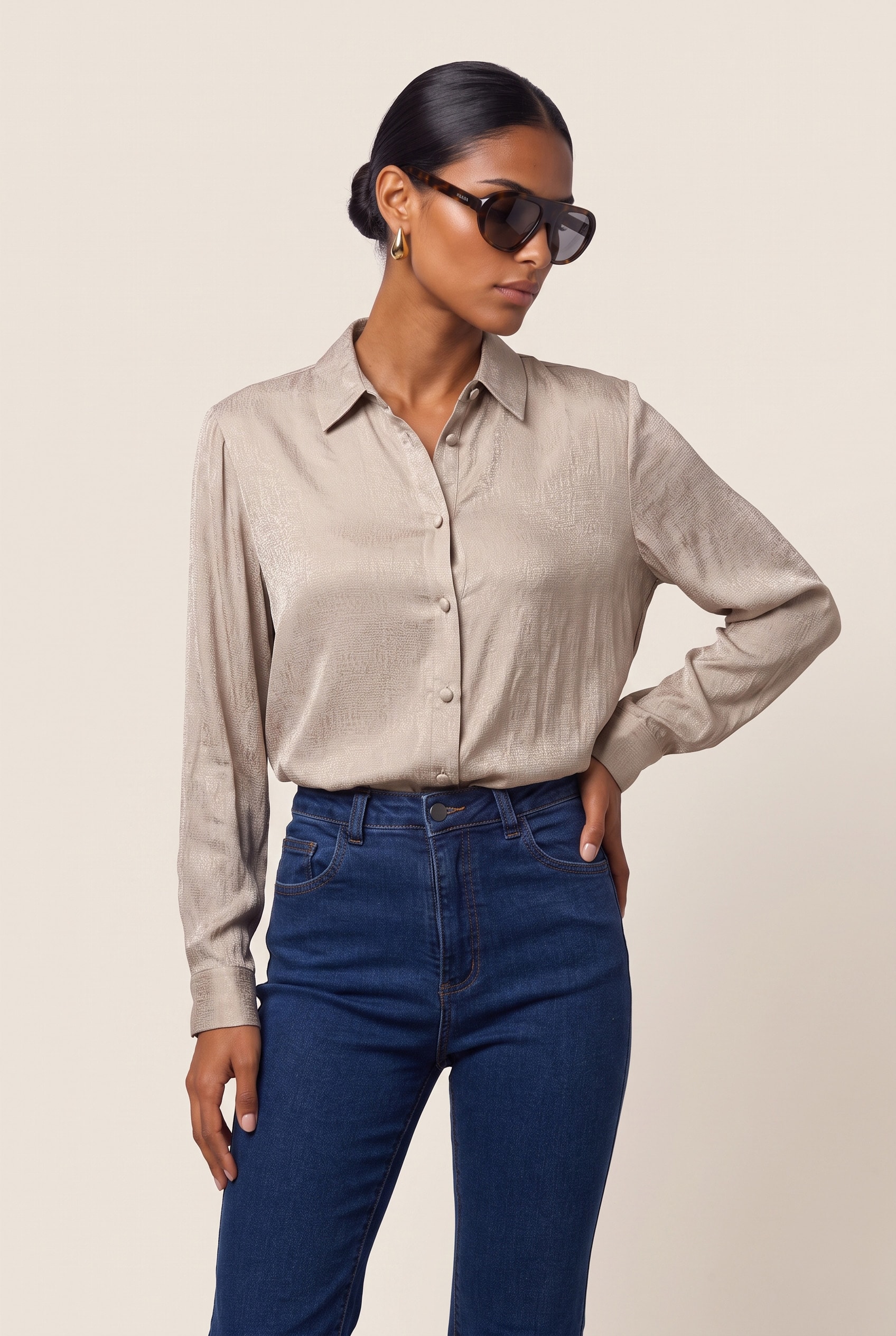 Camisa Satin Serpetine Caqui