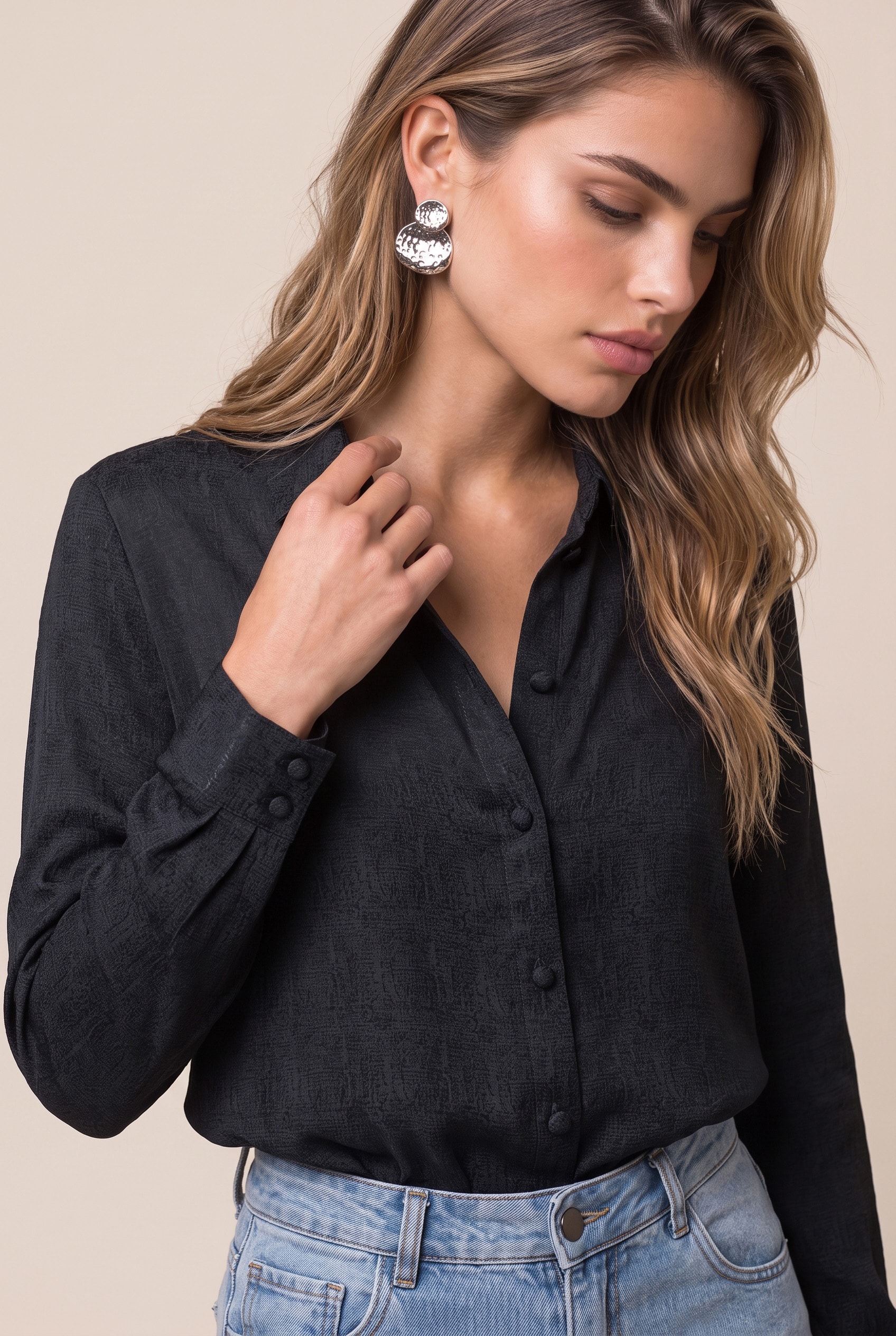 Camisa Satin Serpetine Preto