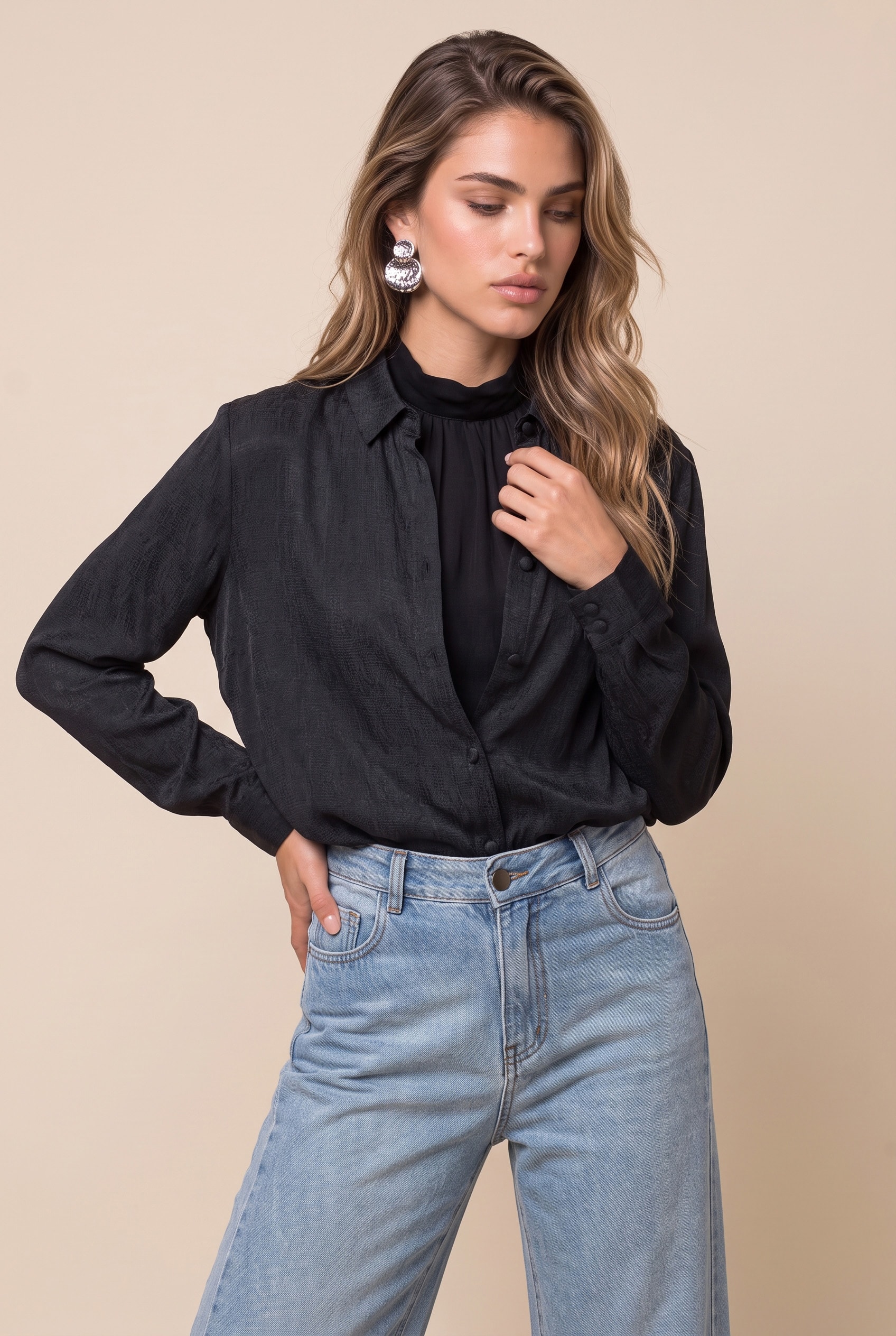 Camisa Satin Serpetine Preto