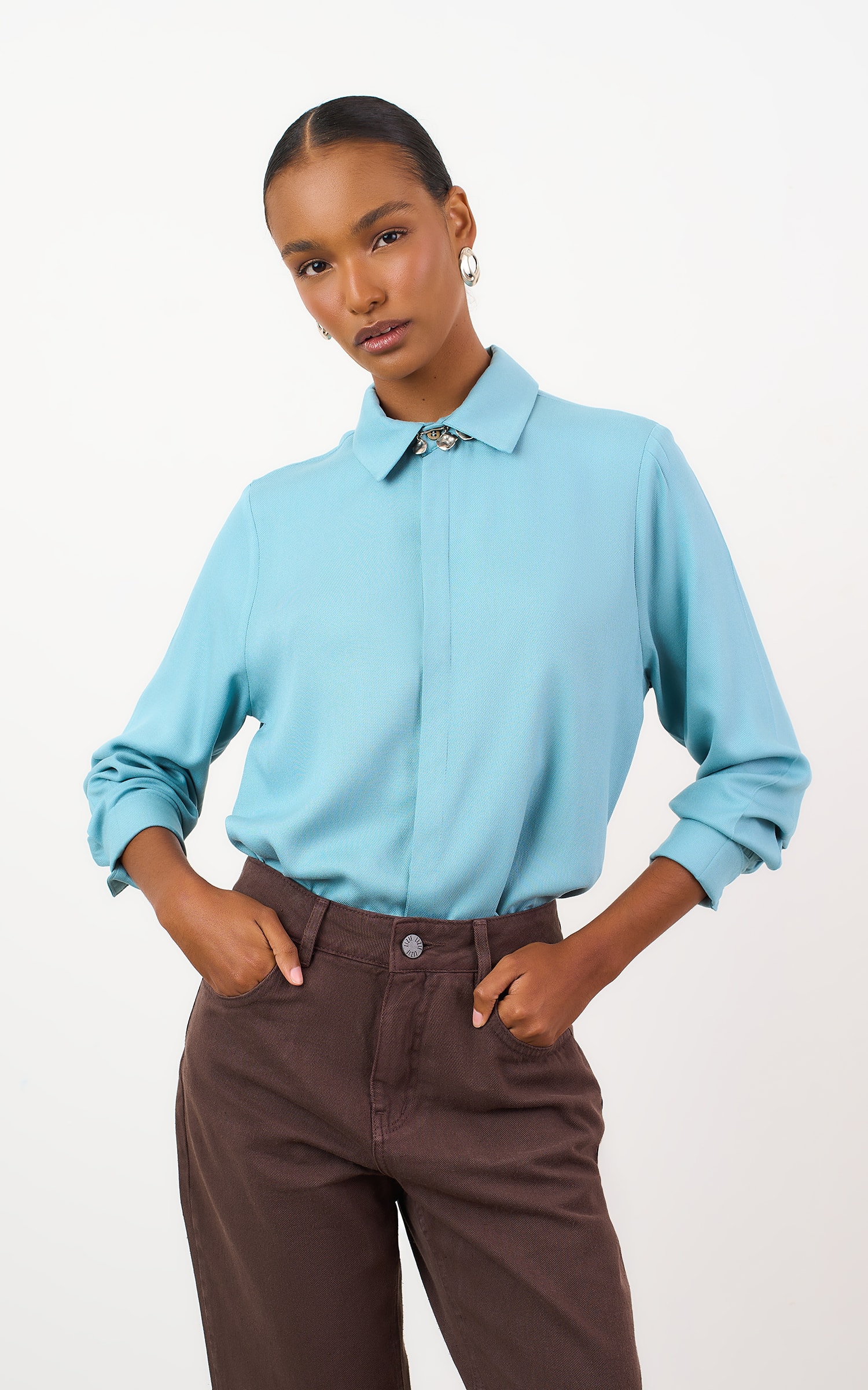 Camisa Textura Azul Sereno