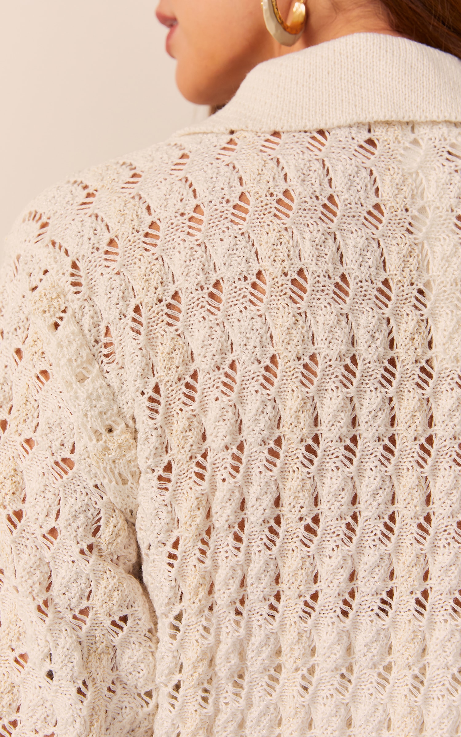 Camisa Tricot Mix Lurex Off White