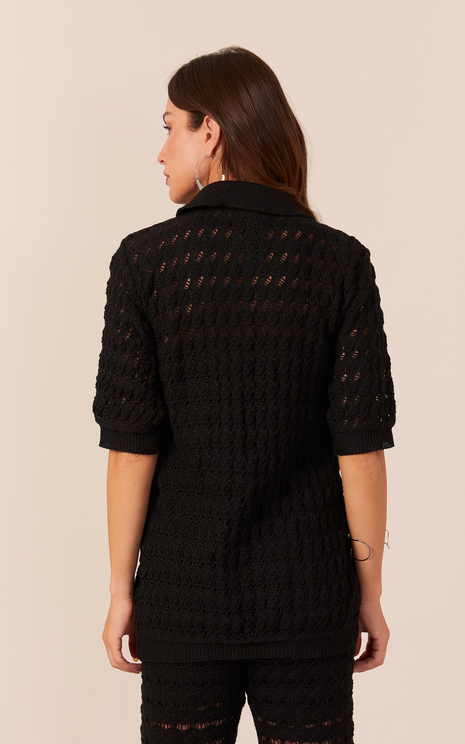 Camisa Tricot Mix Texturas Preto
