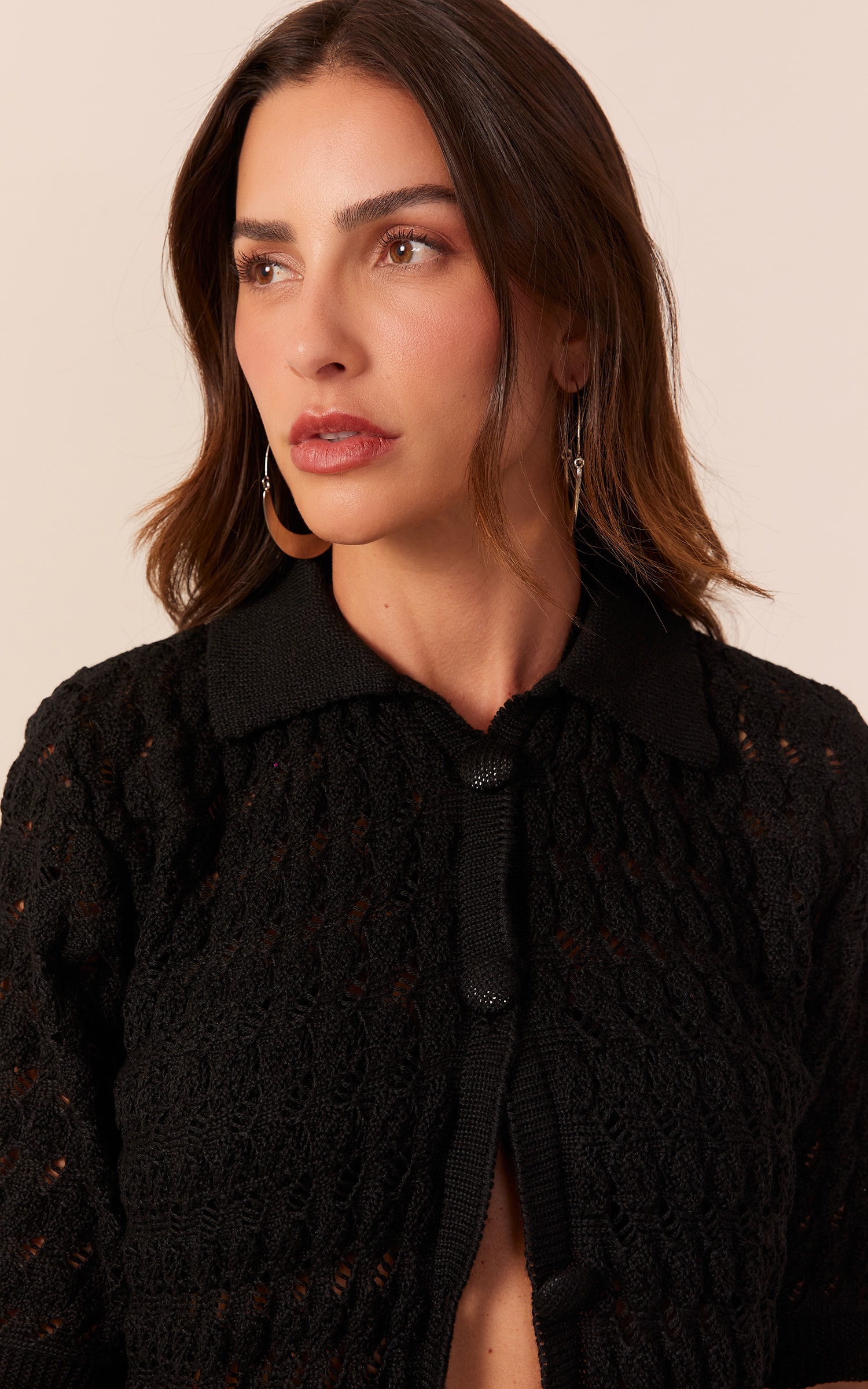 Camisa Tricot Mix Texturas Preto