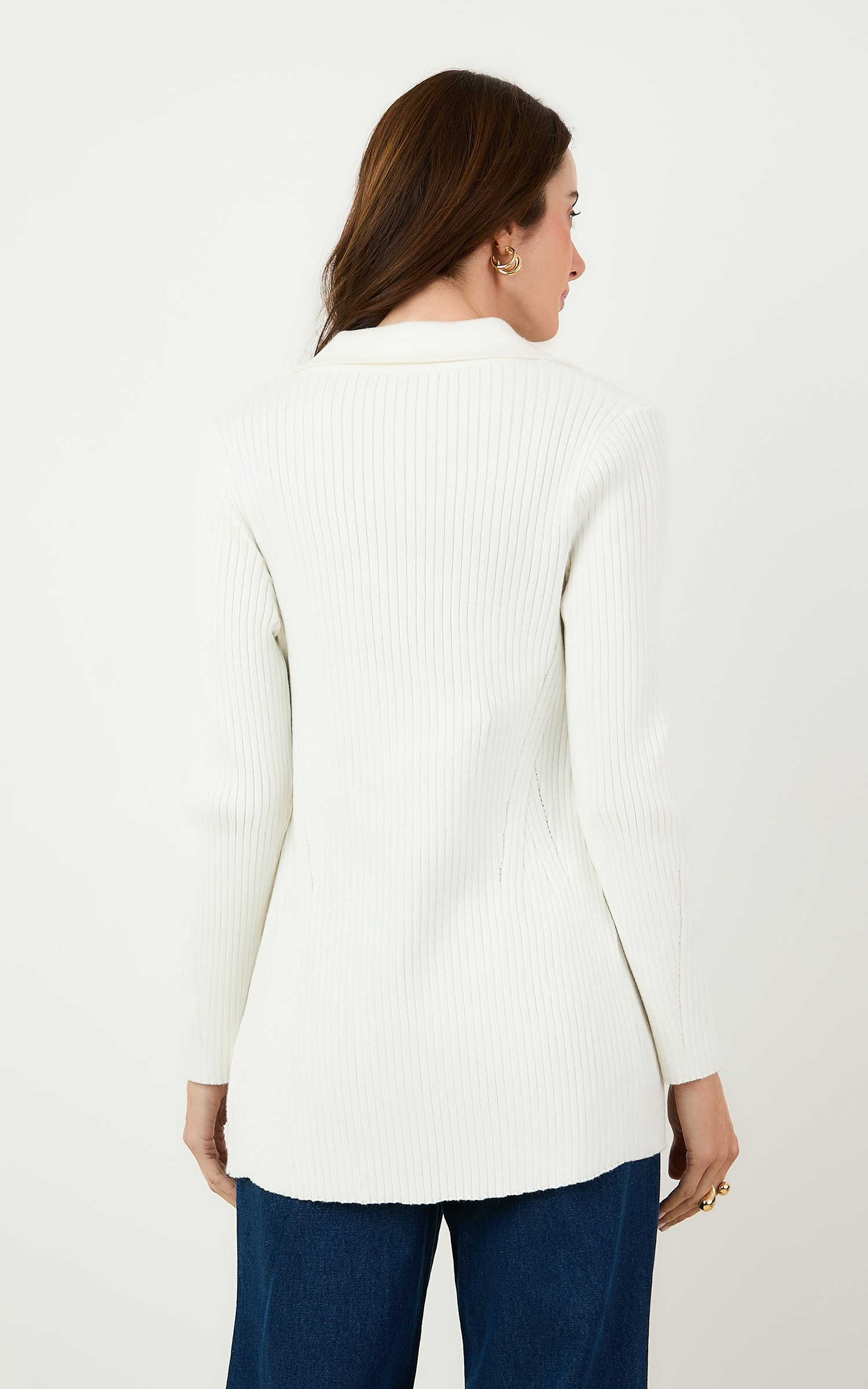 Cardigan Tricot Canelado Off White
