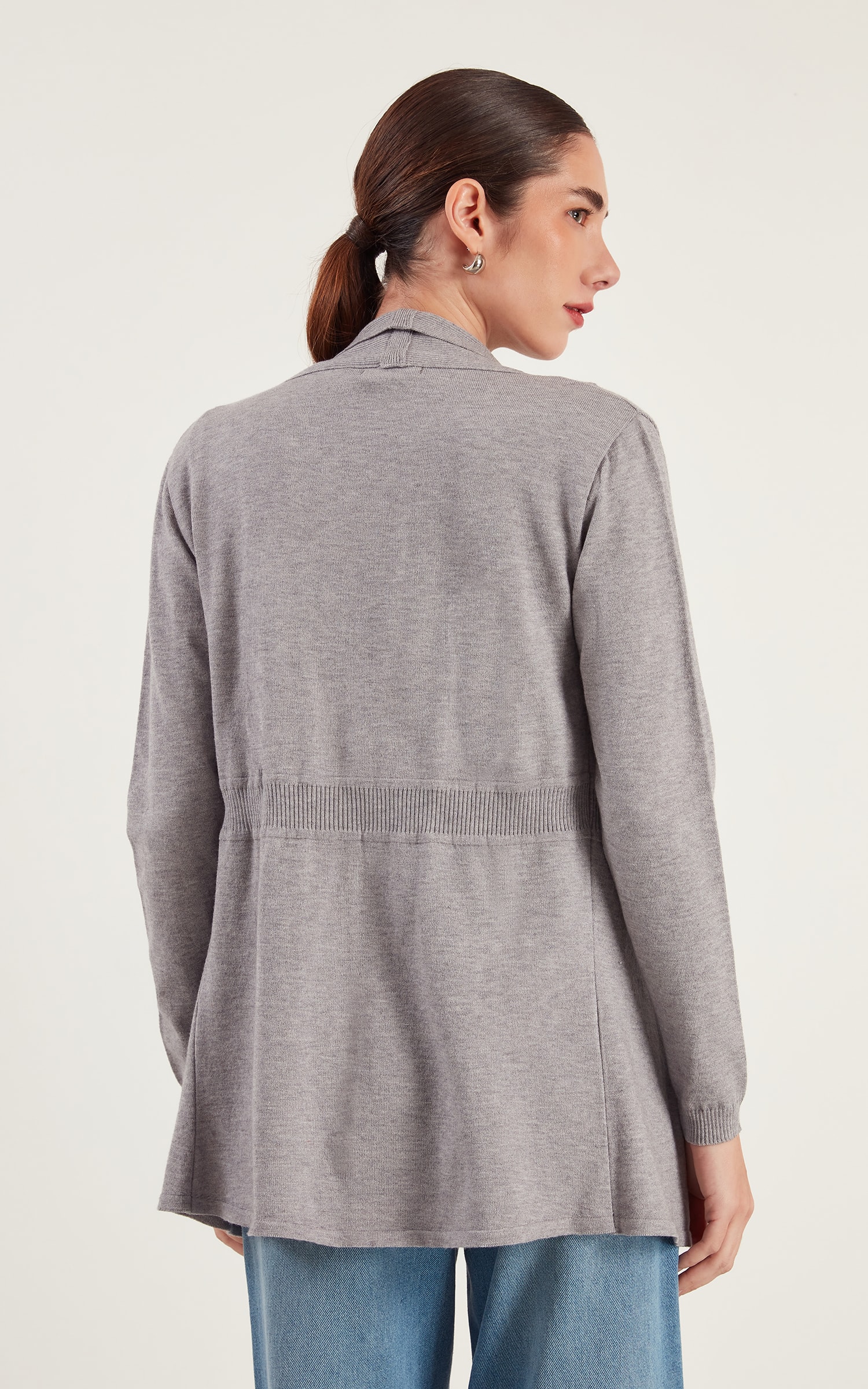 Cardigan Tricot Cinza