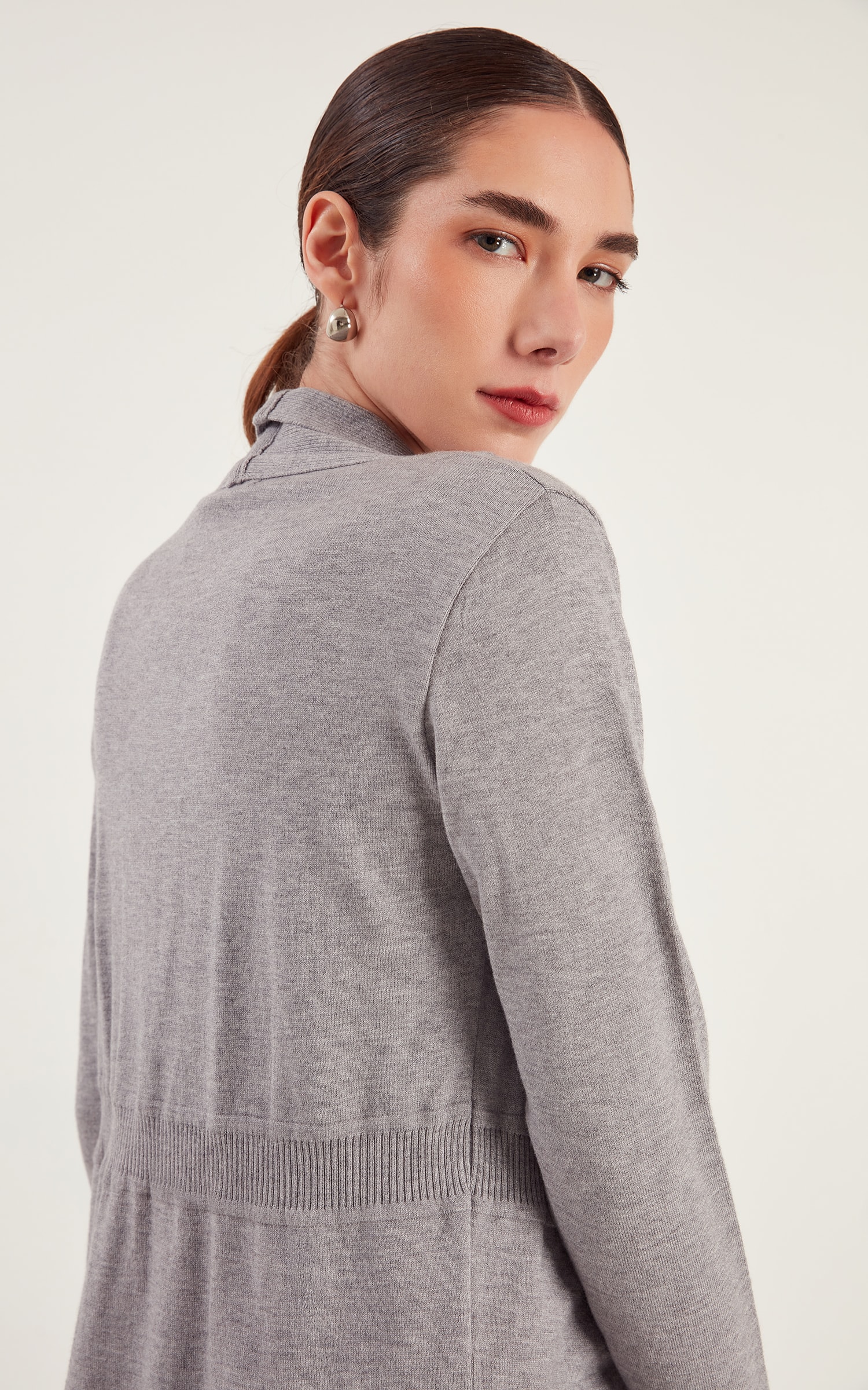 Cardigan Tricot Cinza