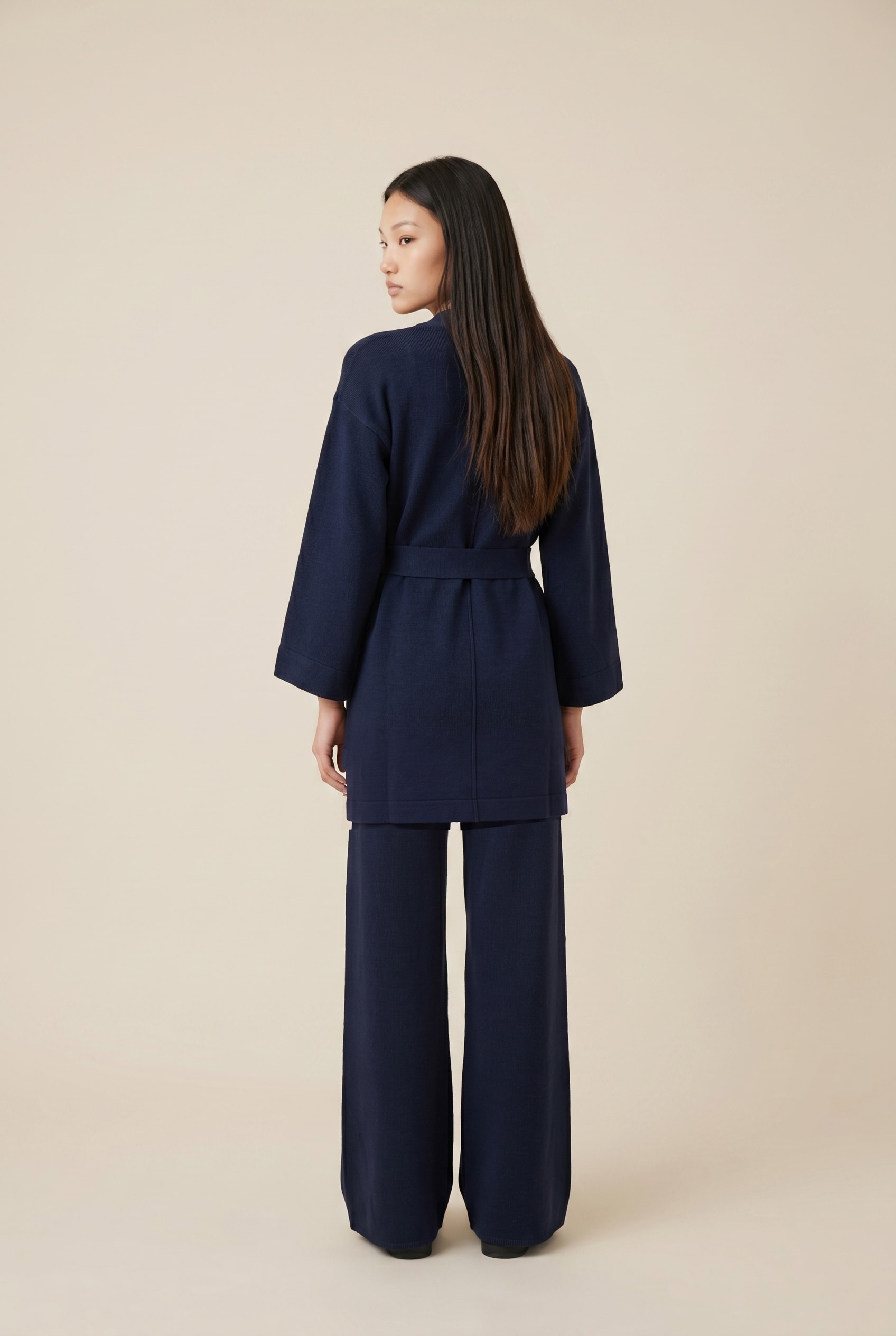 Cardigan Tricot Faixa Marinho