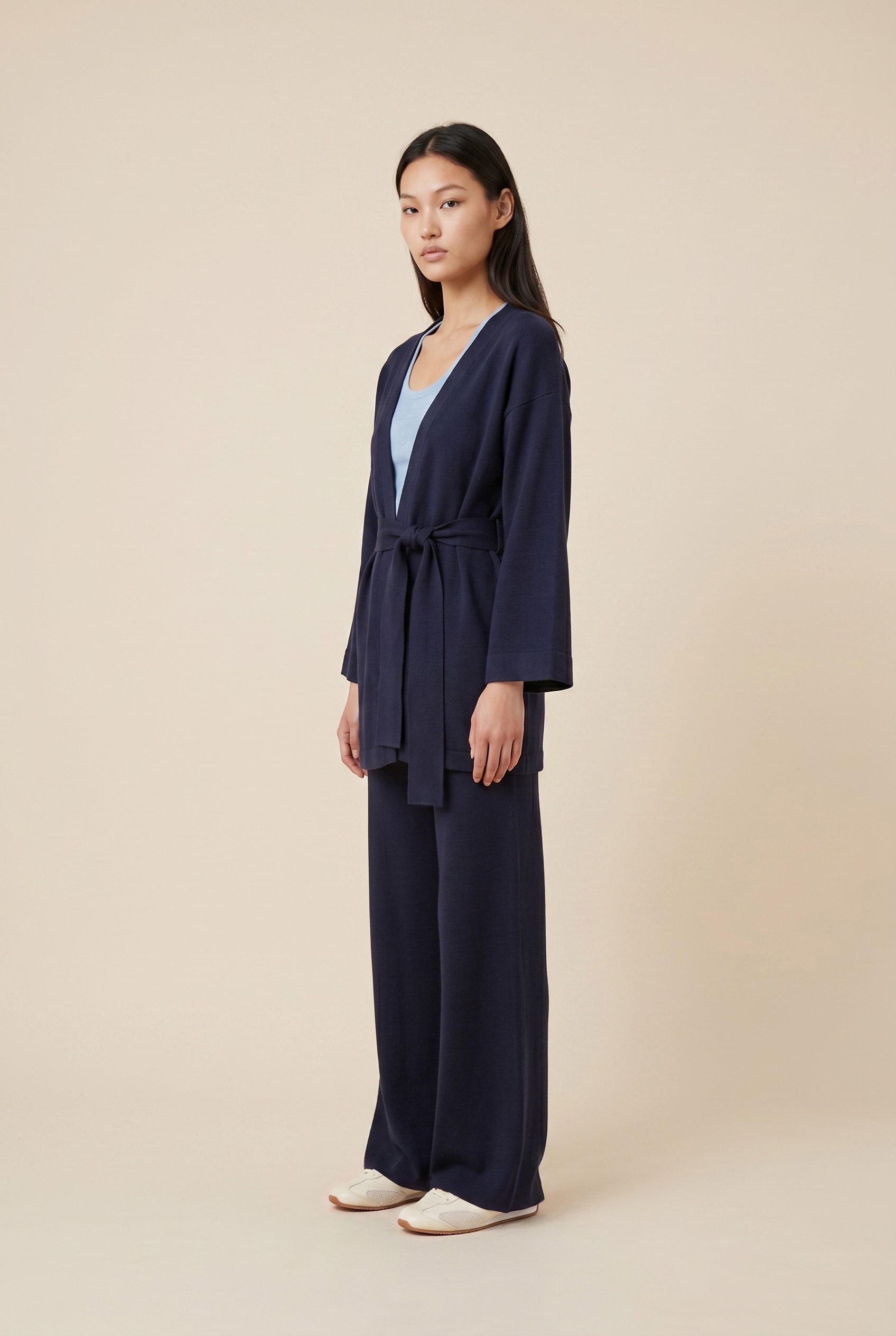Cardigan Tricot Faixa Marinho