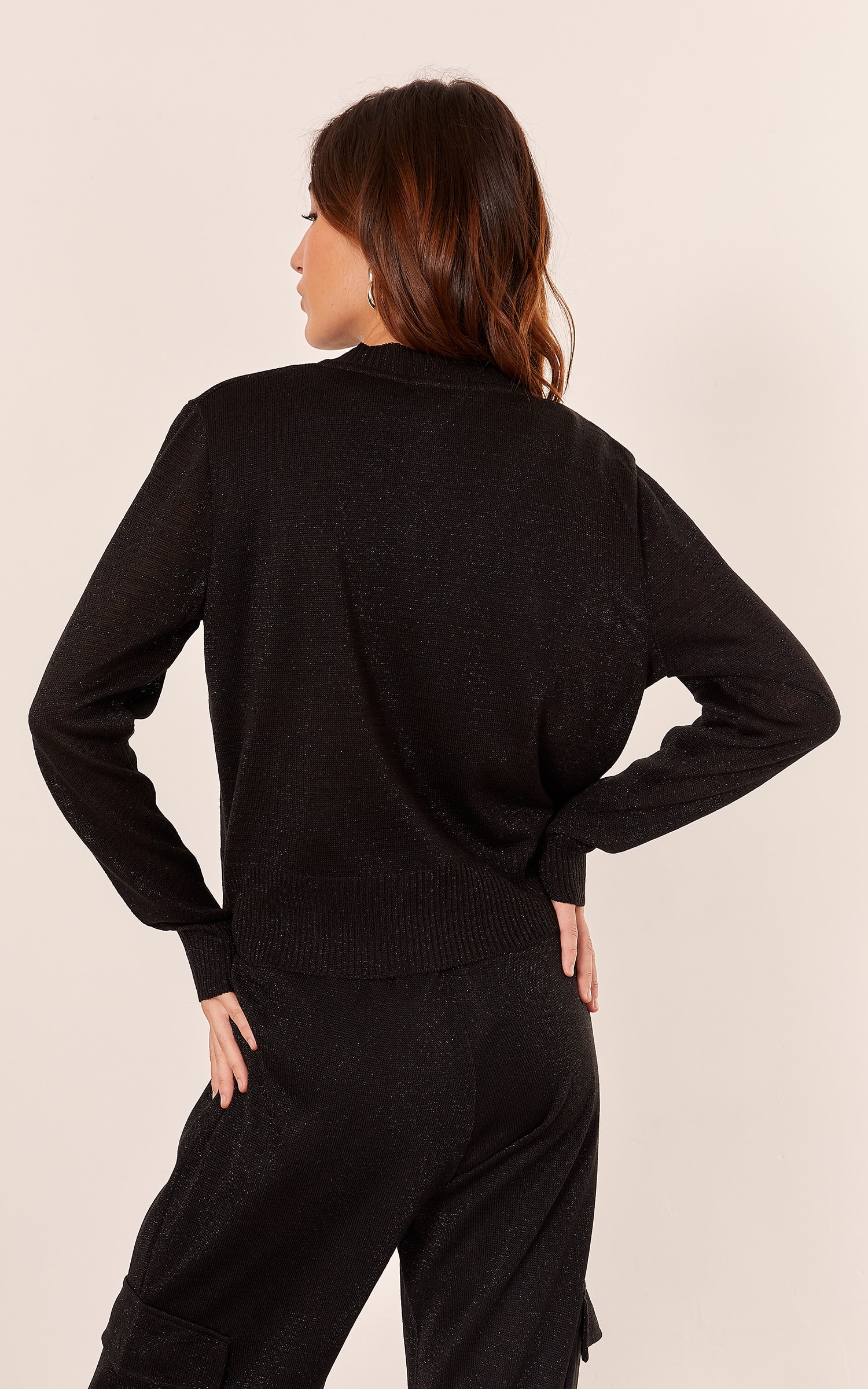 Cardigan Tricot Lurex Preto