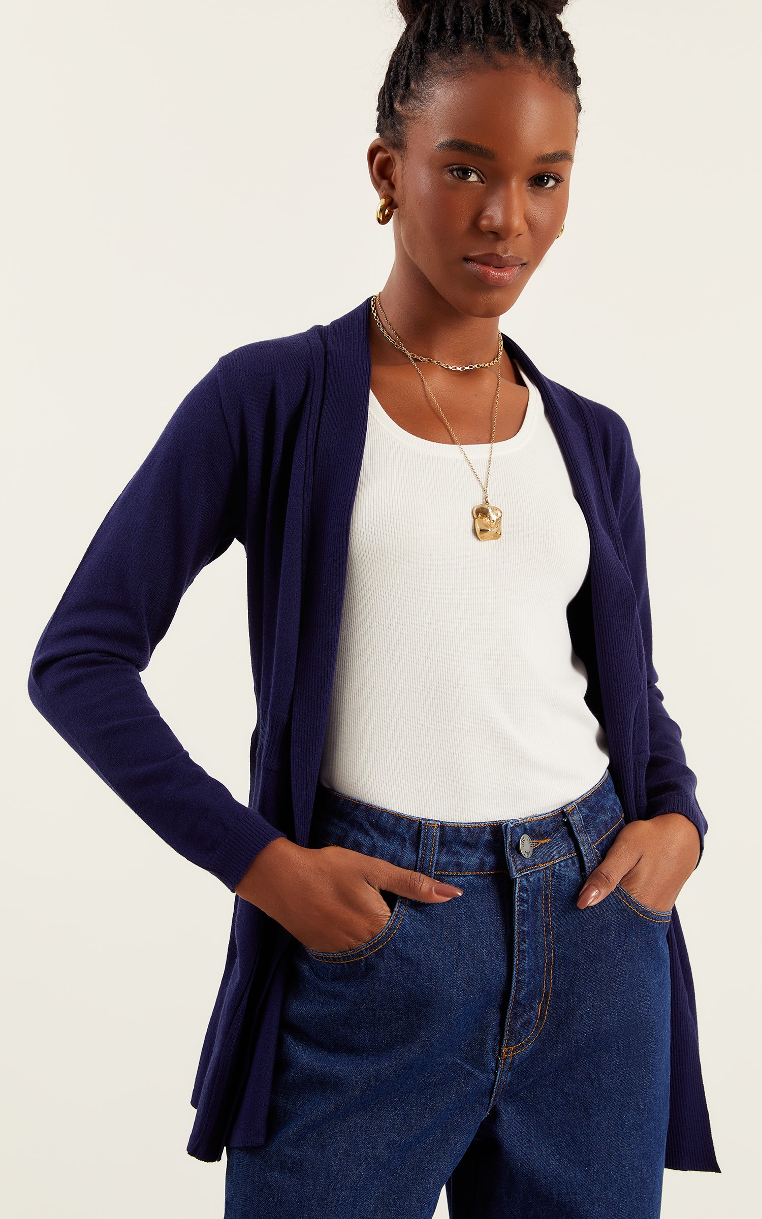 Cardigan Tricot Marinho