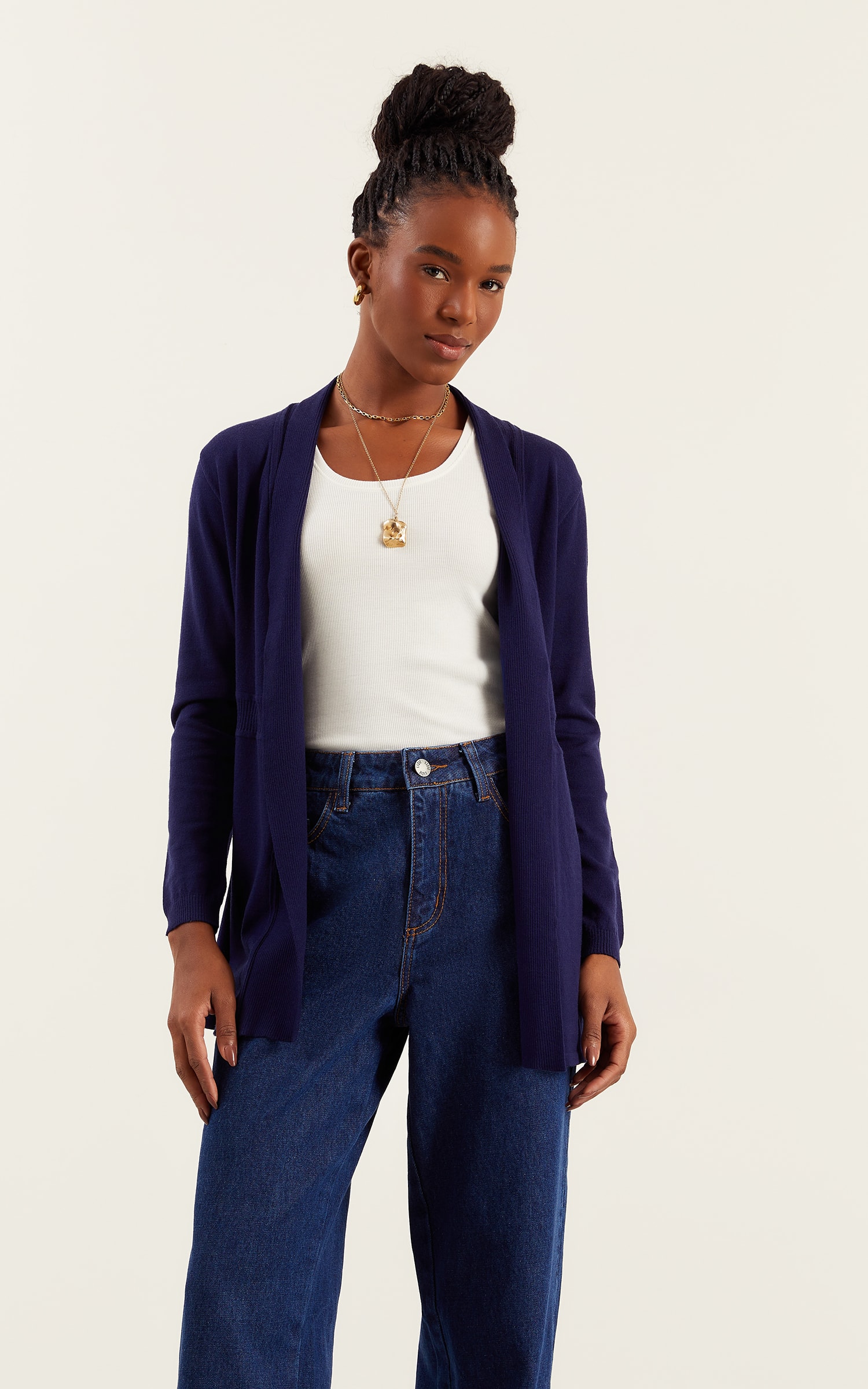 Cardigan Tricot Marinho