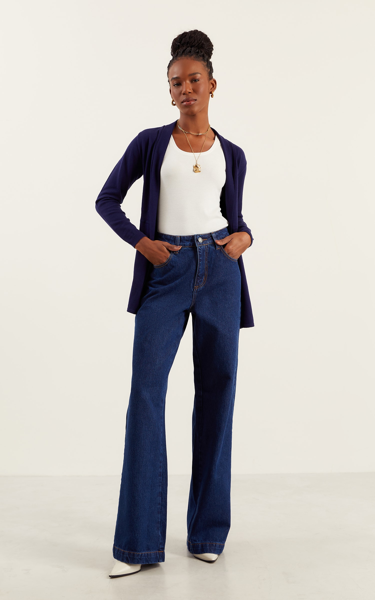 Cardigan Tricot Marinho