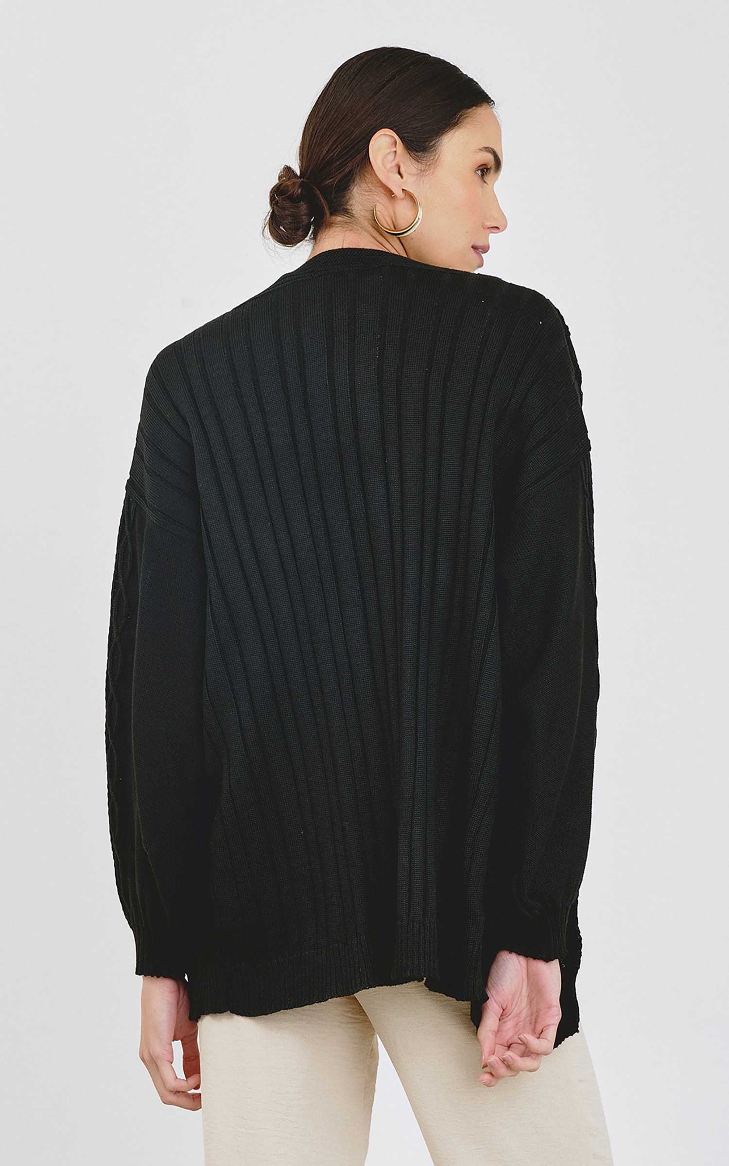 Cardigan Tricot Texturas Preto