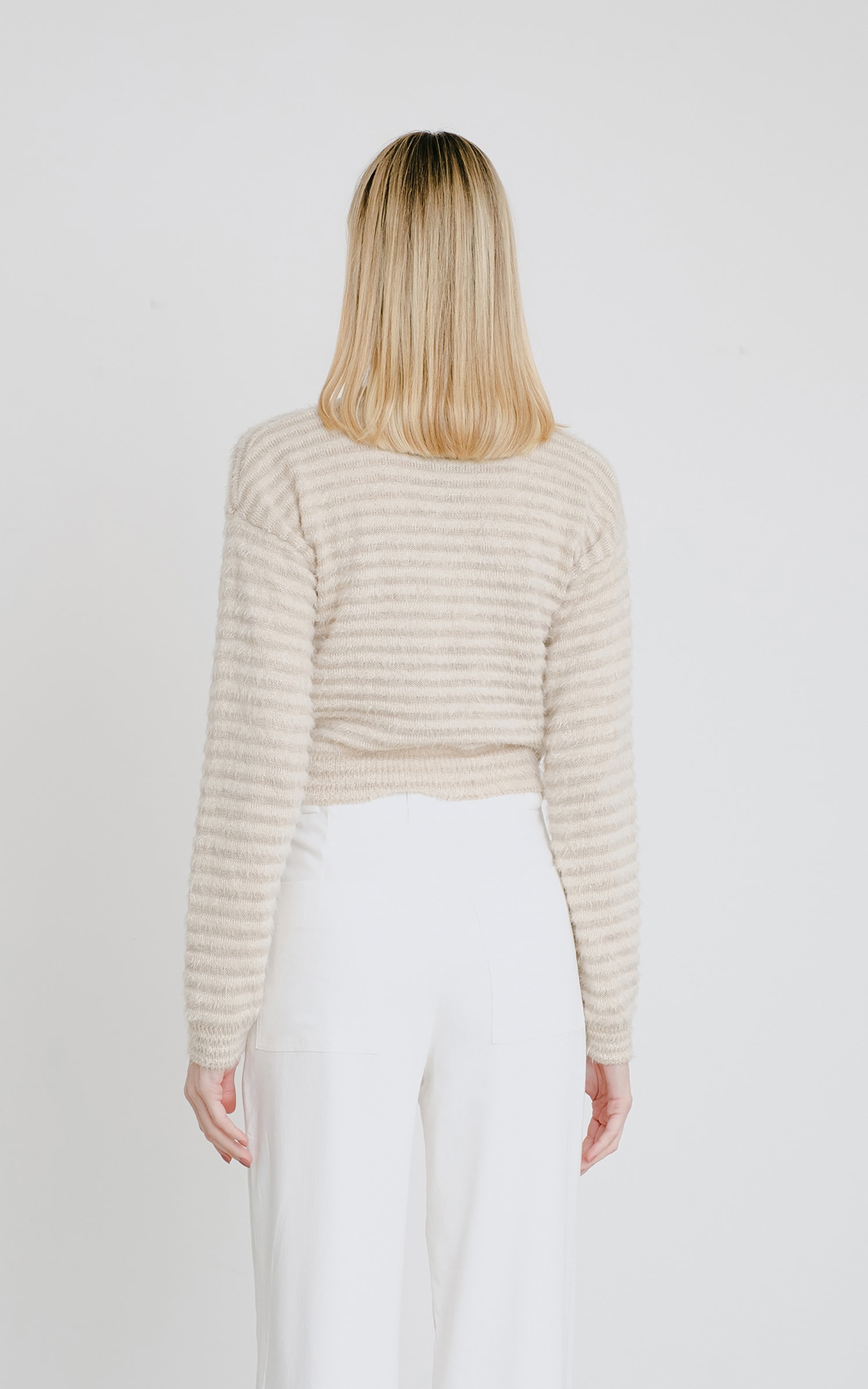 Casaco Cropped Tricot Pelo Cru