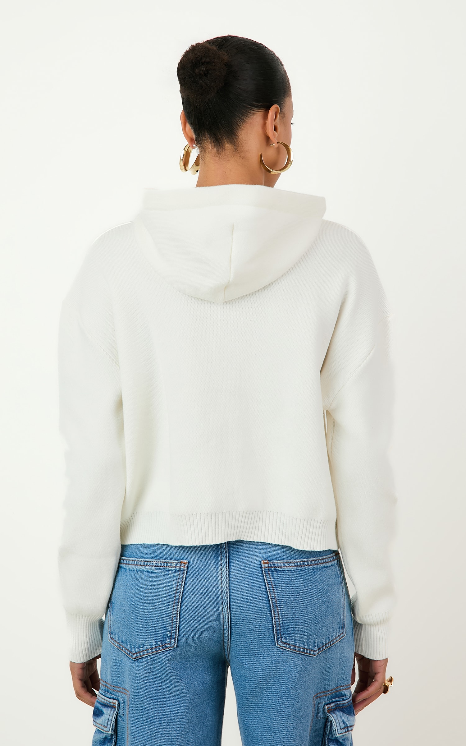 Casaco Tricot Capuz Off White