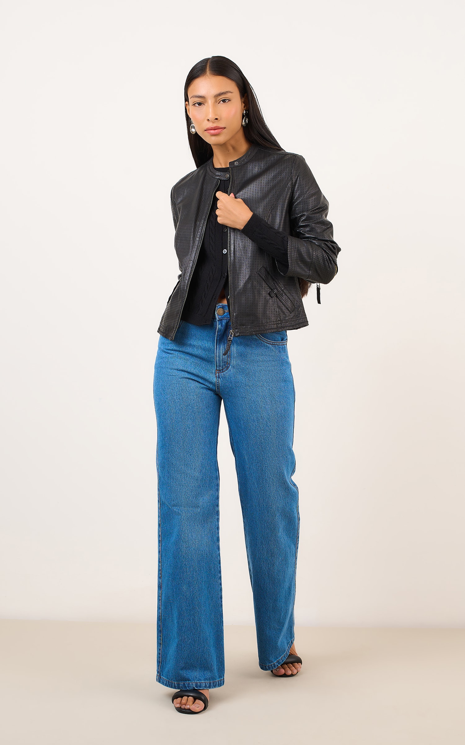 Casaco Tricot Ponto Tranca Preto