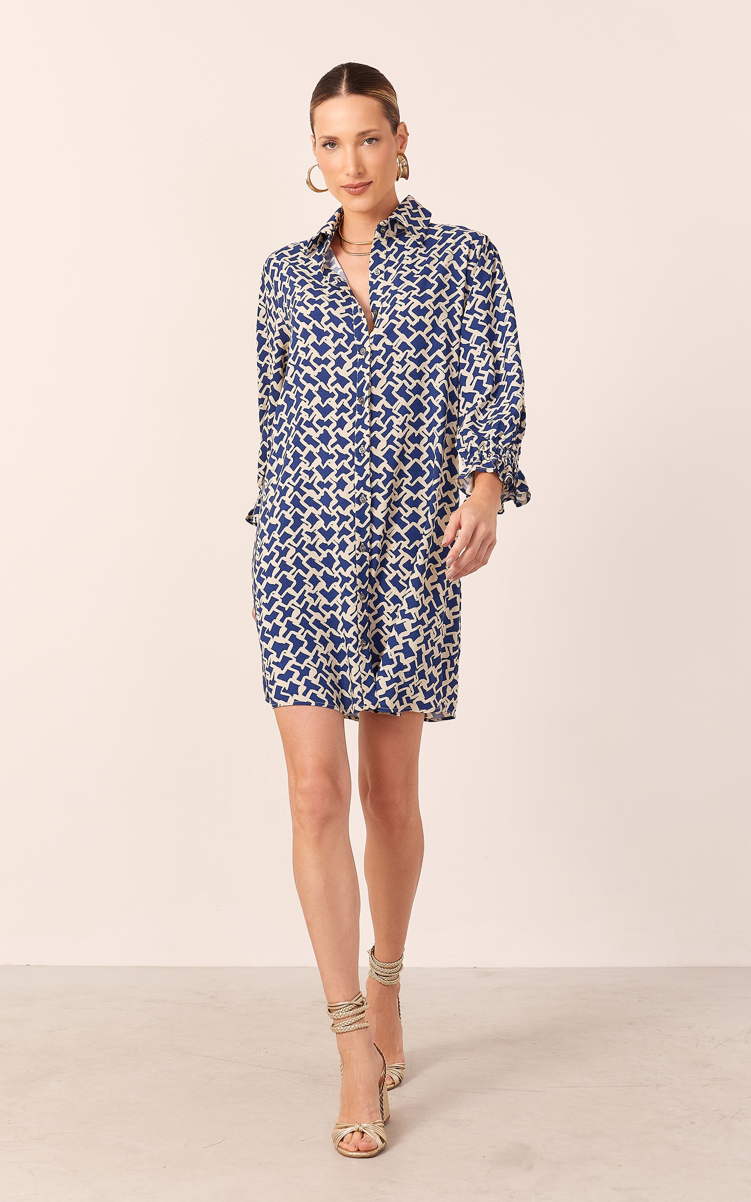 Chemise Suri Detalhe Manga Azul