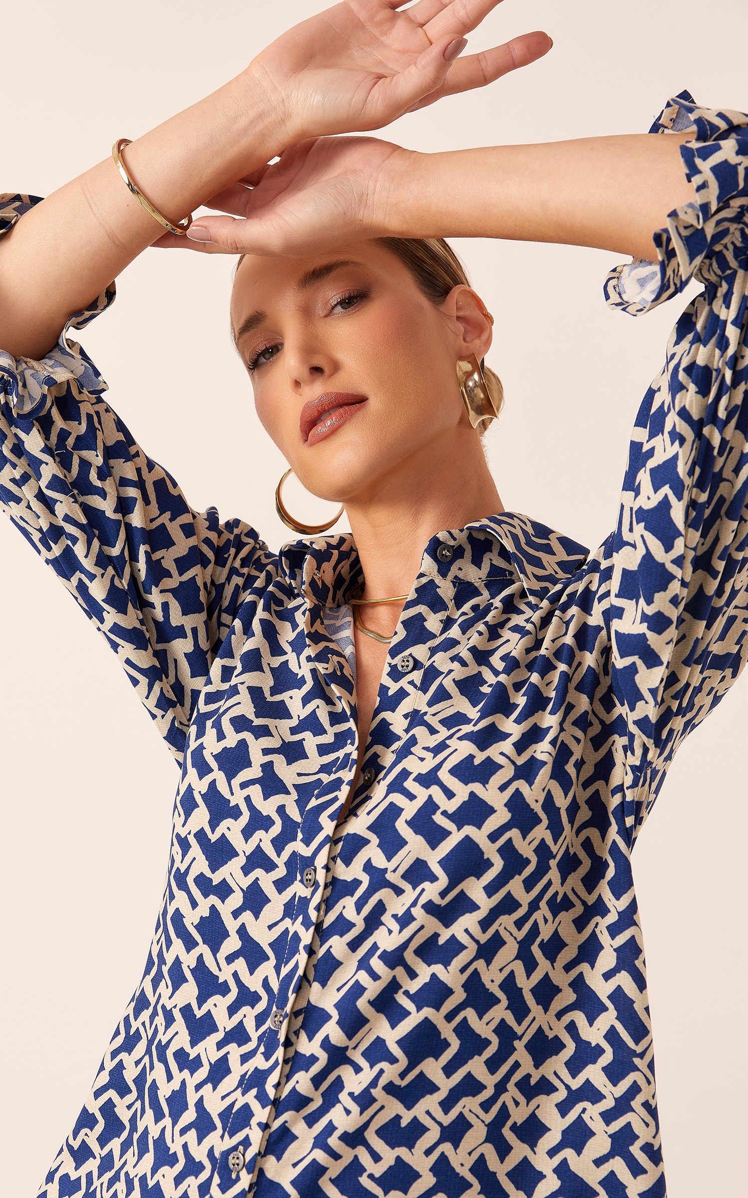 Chemise Suri Detalhe Manga Azul