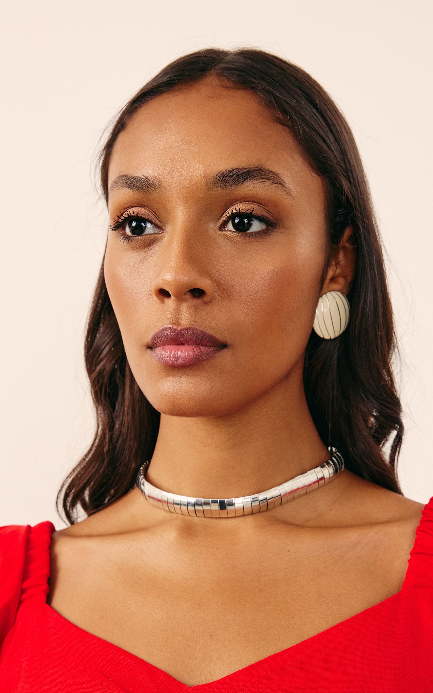 Choker Retângulo Prateado