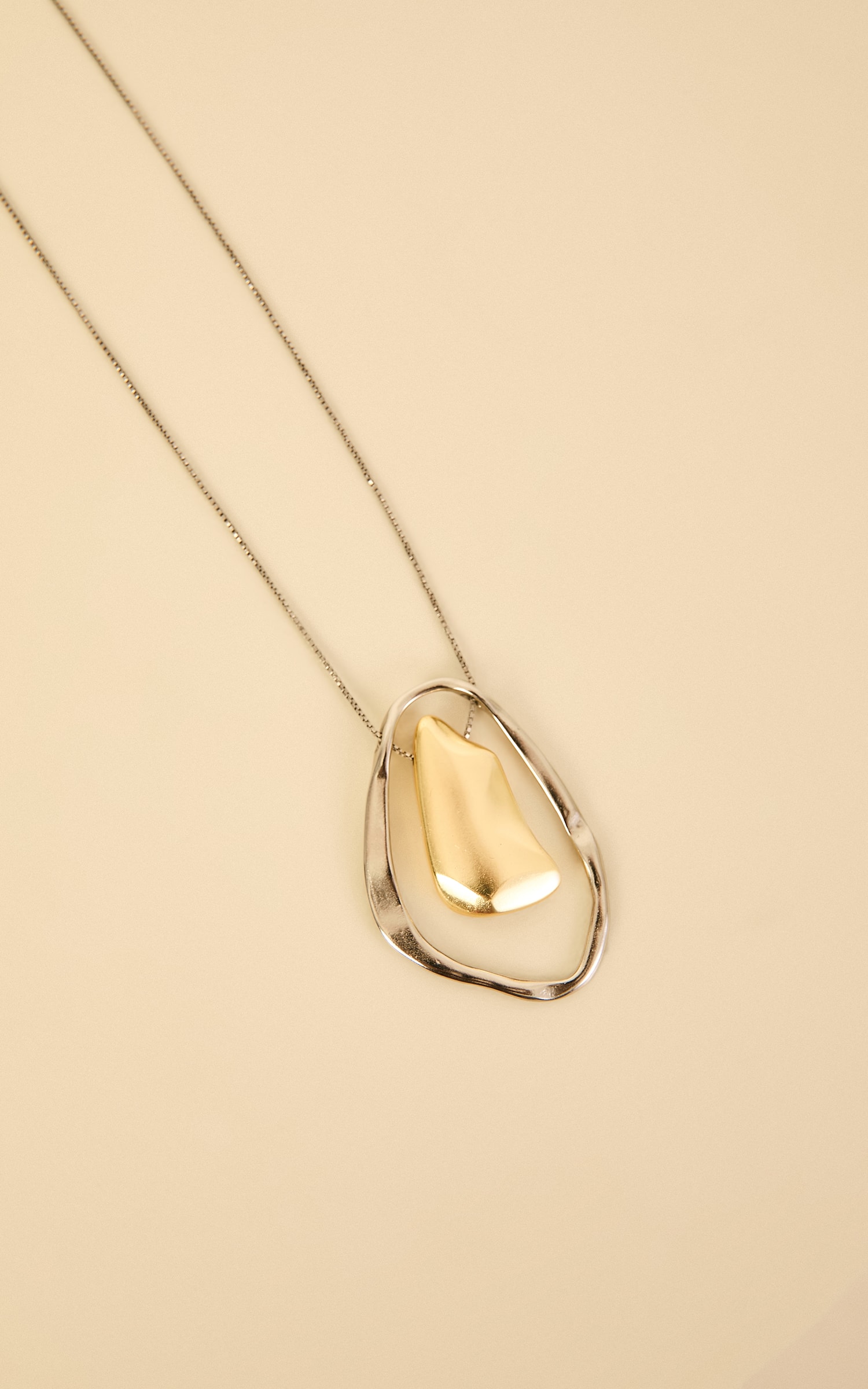 Colar Longo Duo Organico Prata/Dourado