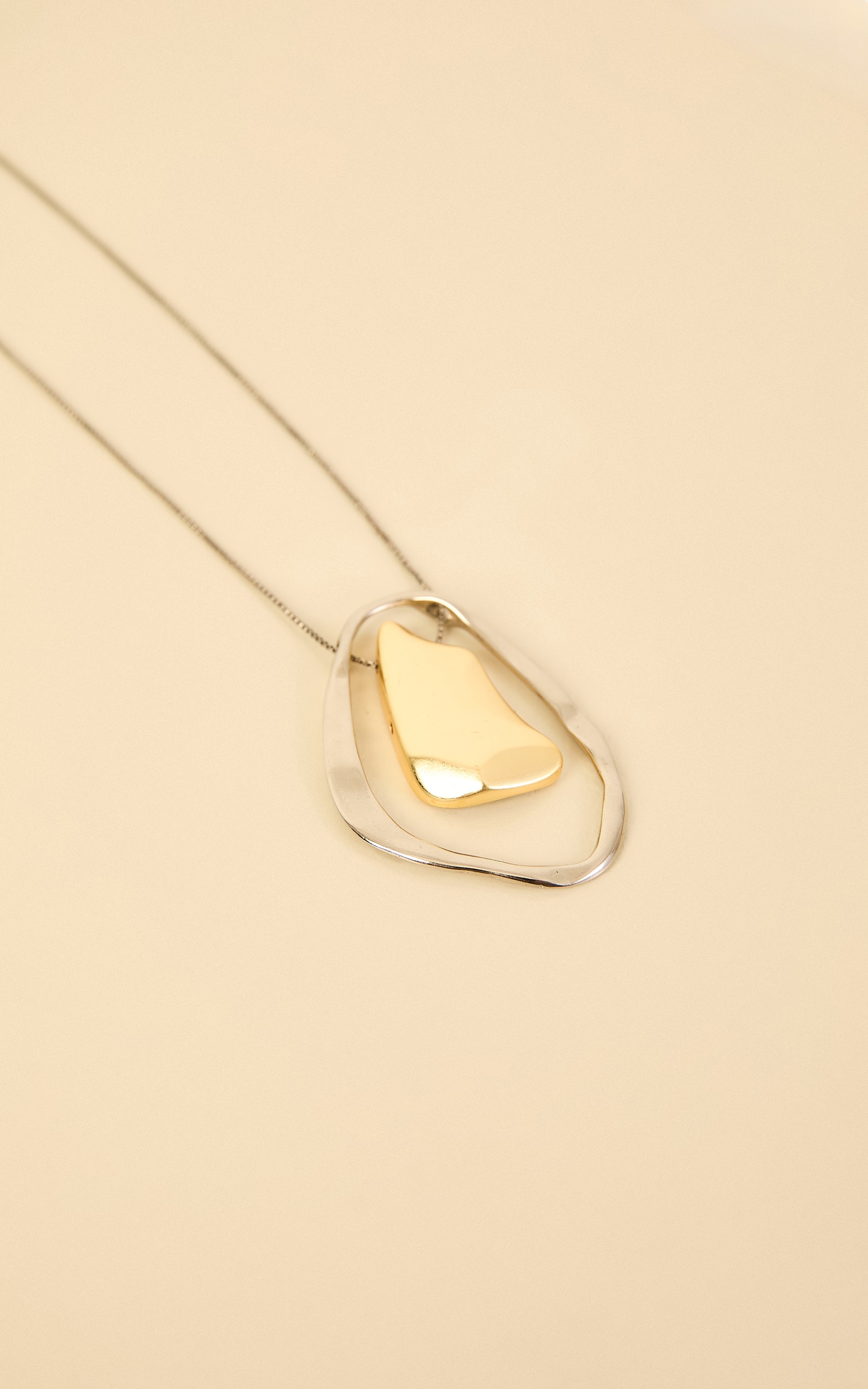 Colar Longo Duo Organico Prata/Dourado